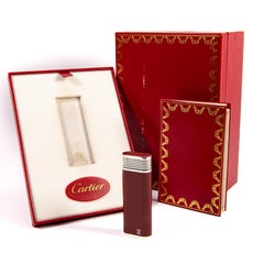 Vintage Lacquered CARTIER Les Must Lighter Factory Solid Silver in Box 1970s