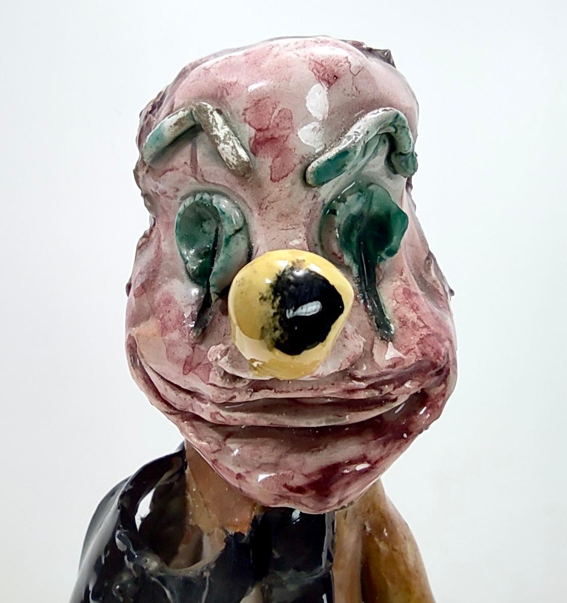 Dekorative Clown-Figur aus lackierter Keramik, Italien, Vintage im Angebot 5