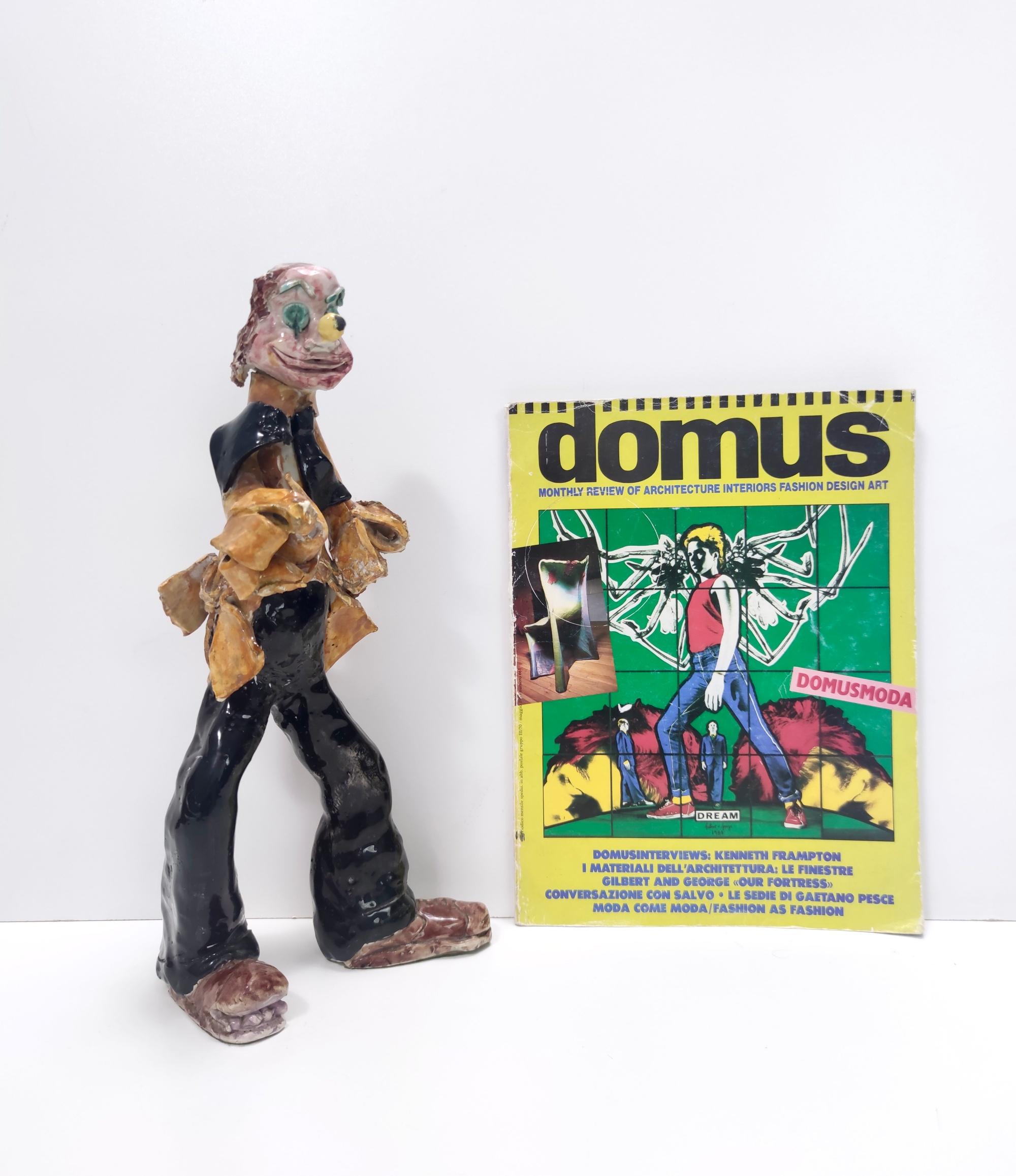Dekorative Clown-Figur aus lackierter Keramik, Italien, Vintage (Italienisch) im Angebot