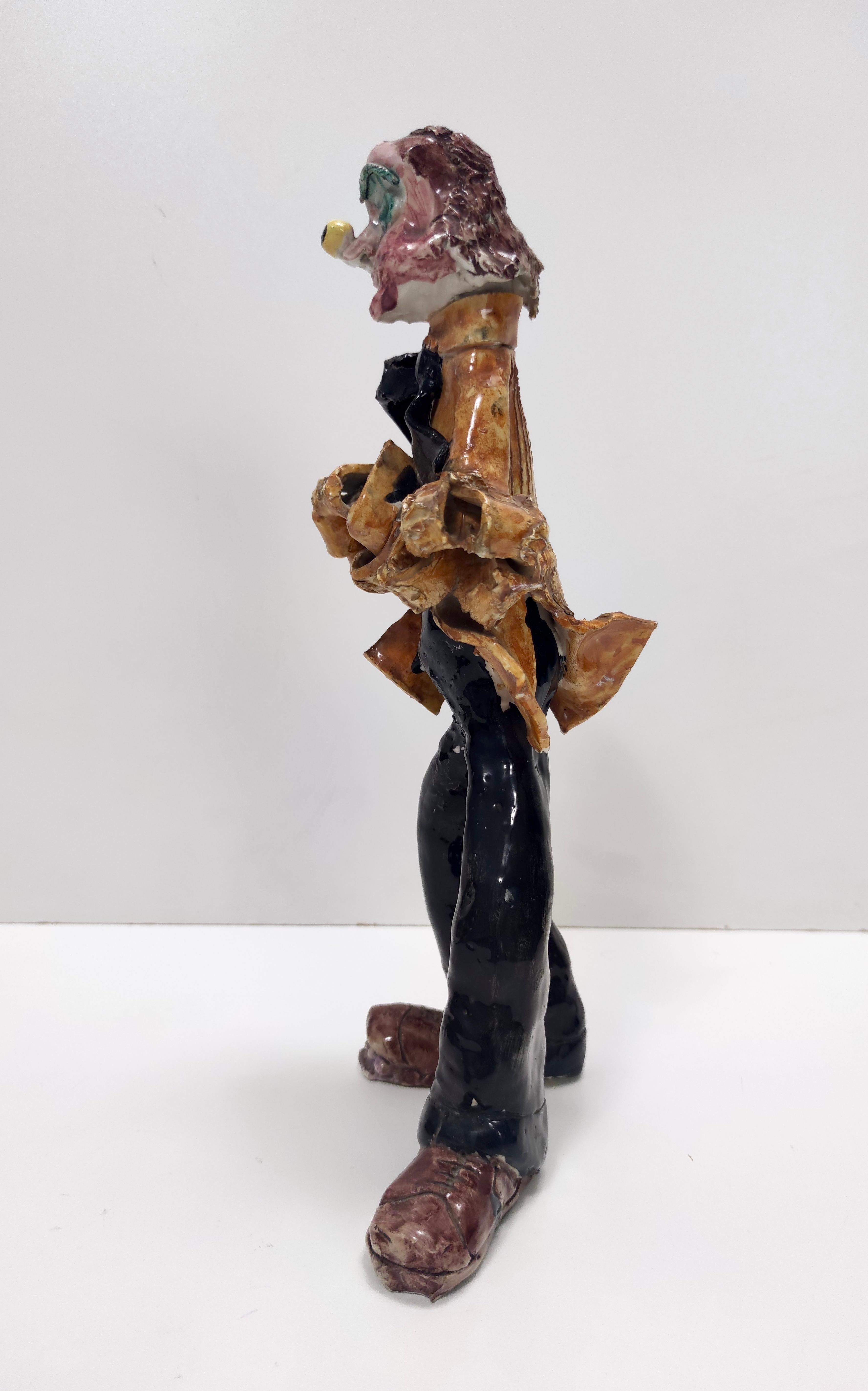 Céramique Vieille figurine décorative de clown en céramique laquée, Italie en vente