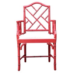 Vintage Lacquered Chinese Chippendale Arm Chair