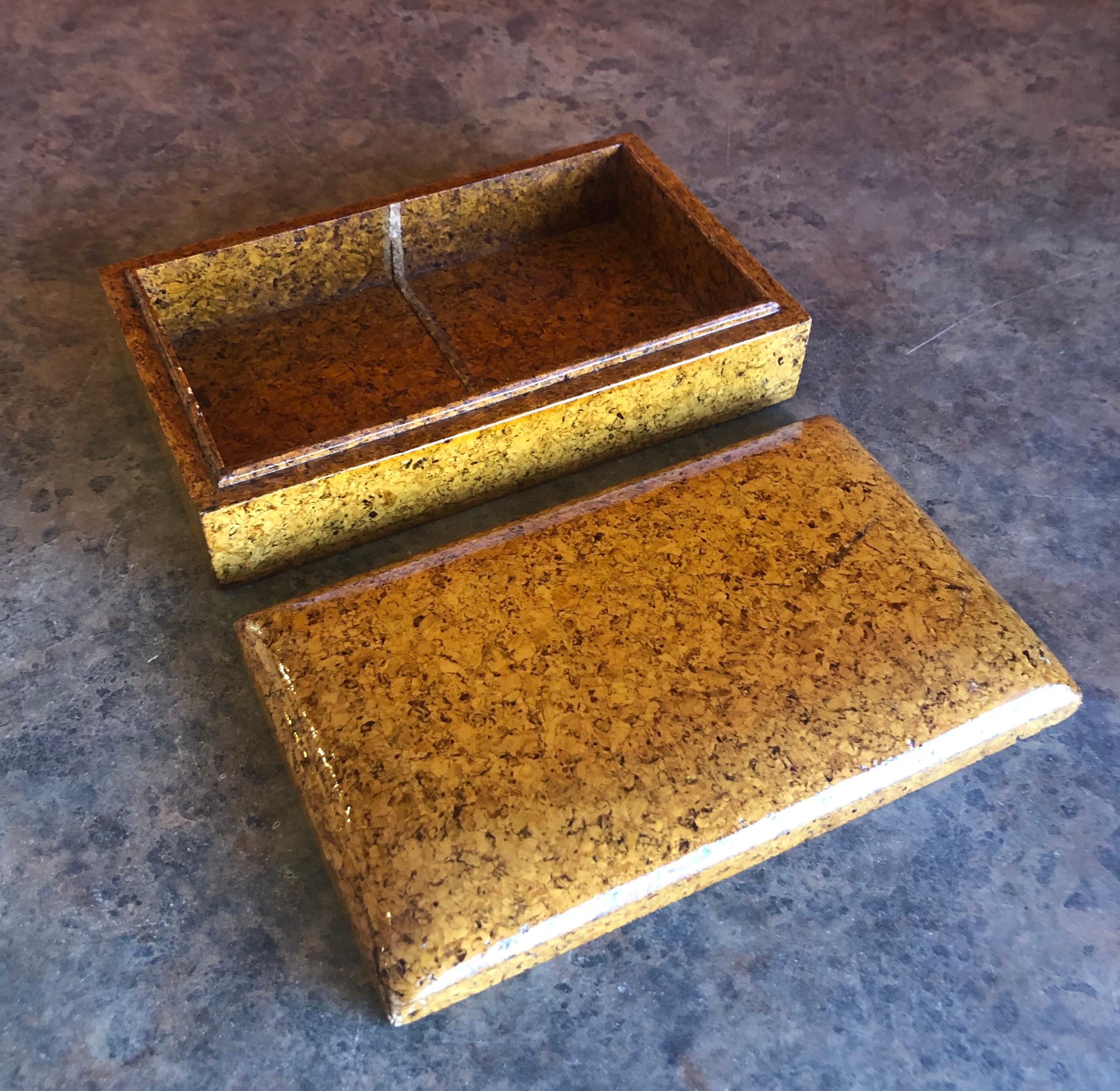 North American Vintage Lacquered Cork Trinket Box in the Style of Paul Frankl For Sale