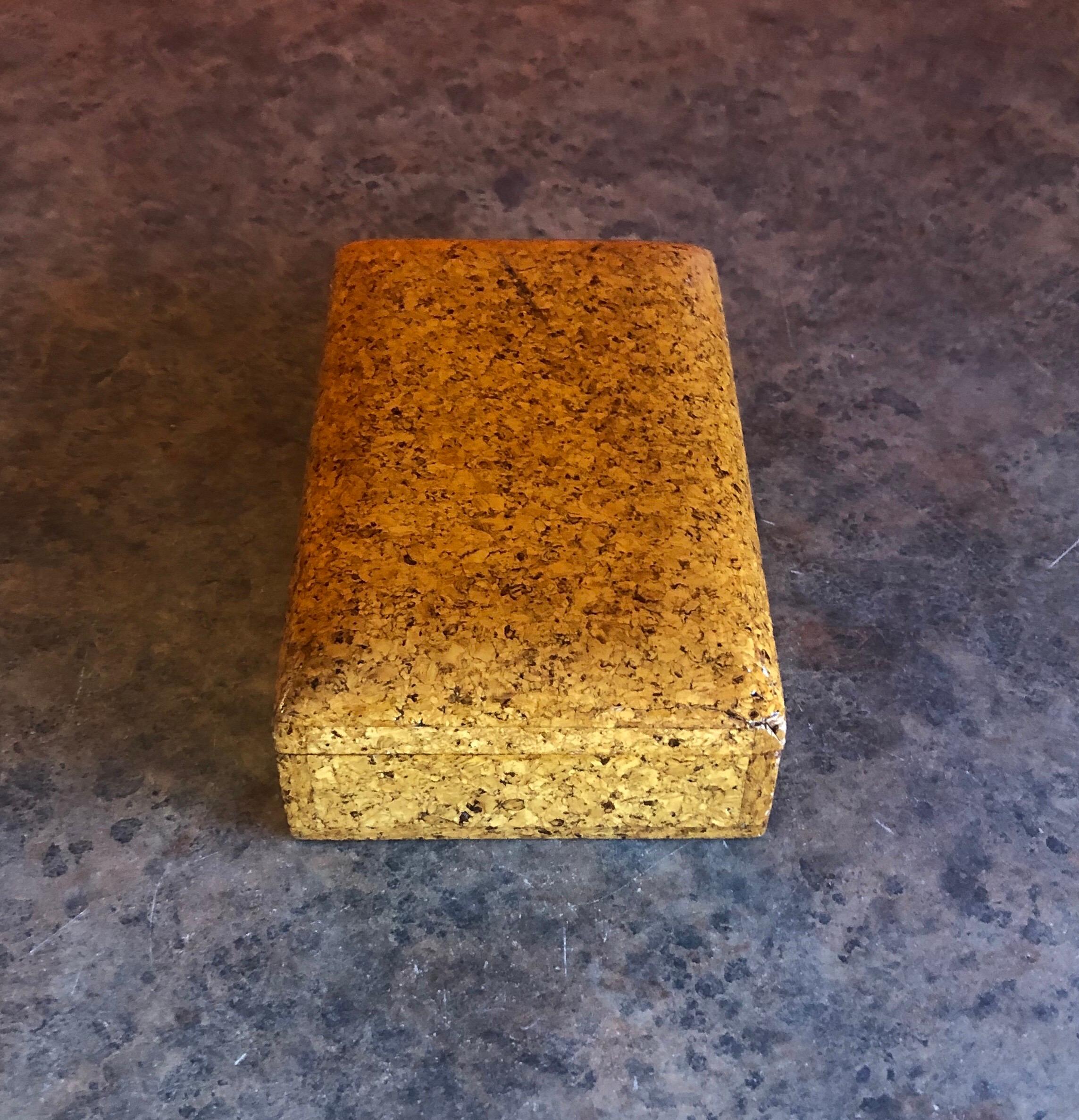 20th Century Vintage Lacquered Cork Trinket Box in the Style of Paul Frankl For Sale
