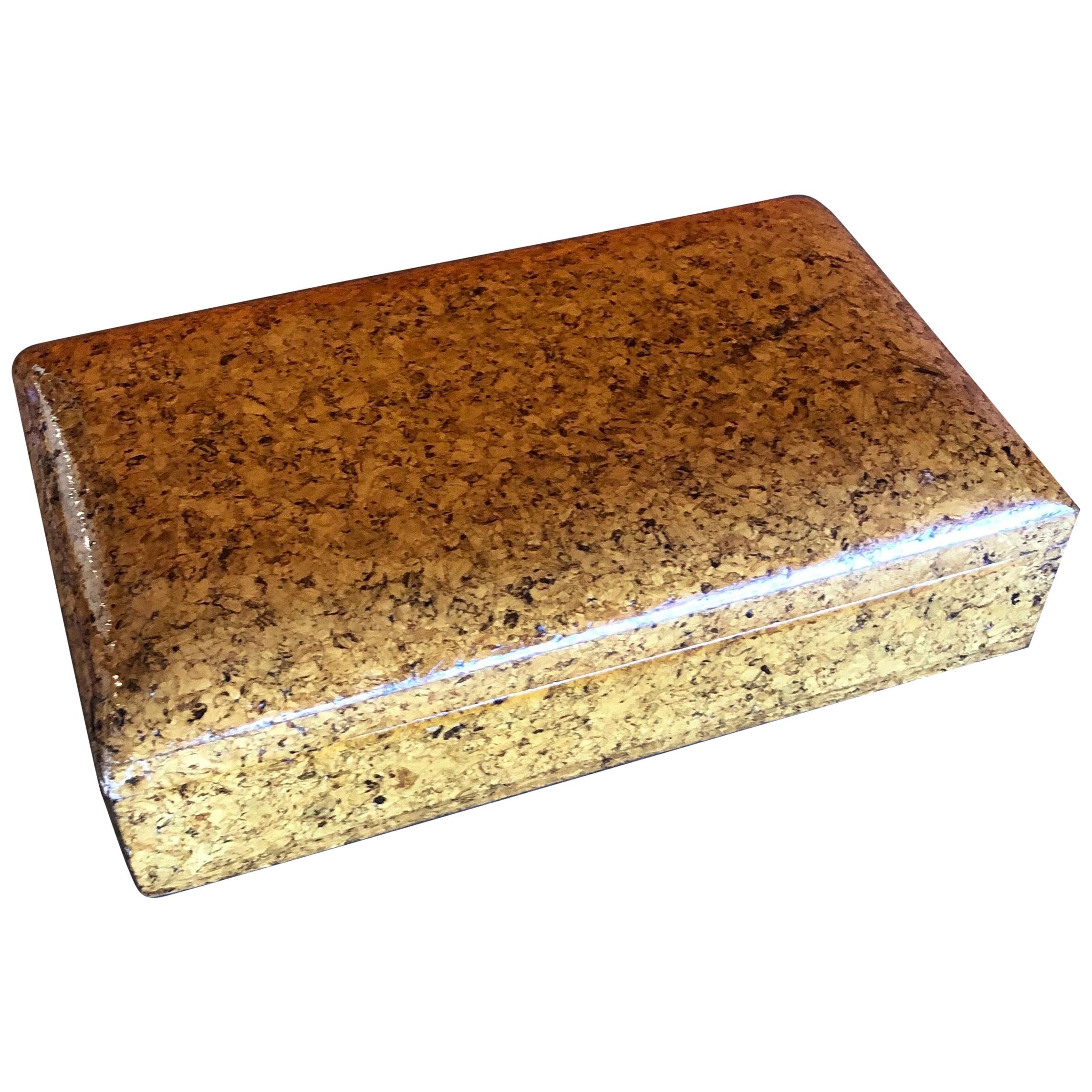 Vintage Lacquered Cork Trinket Box in the Style of Paul Frankl