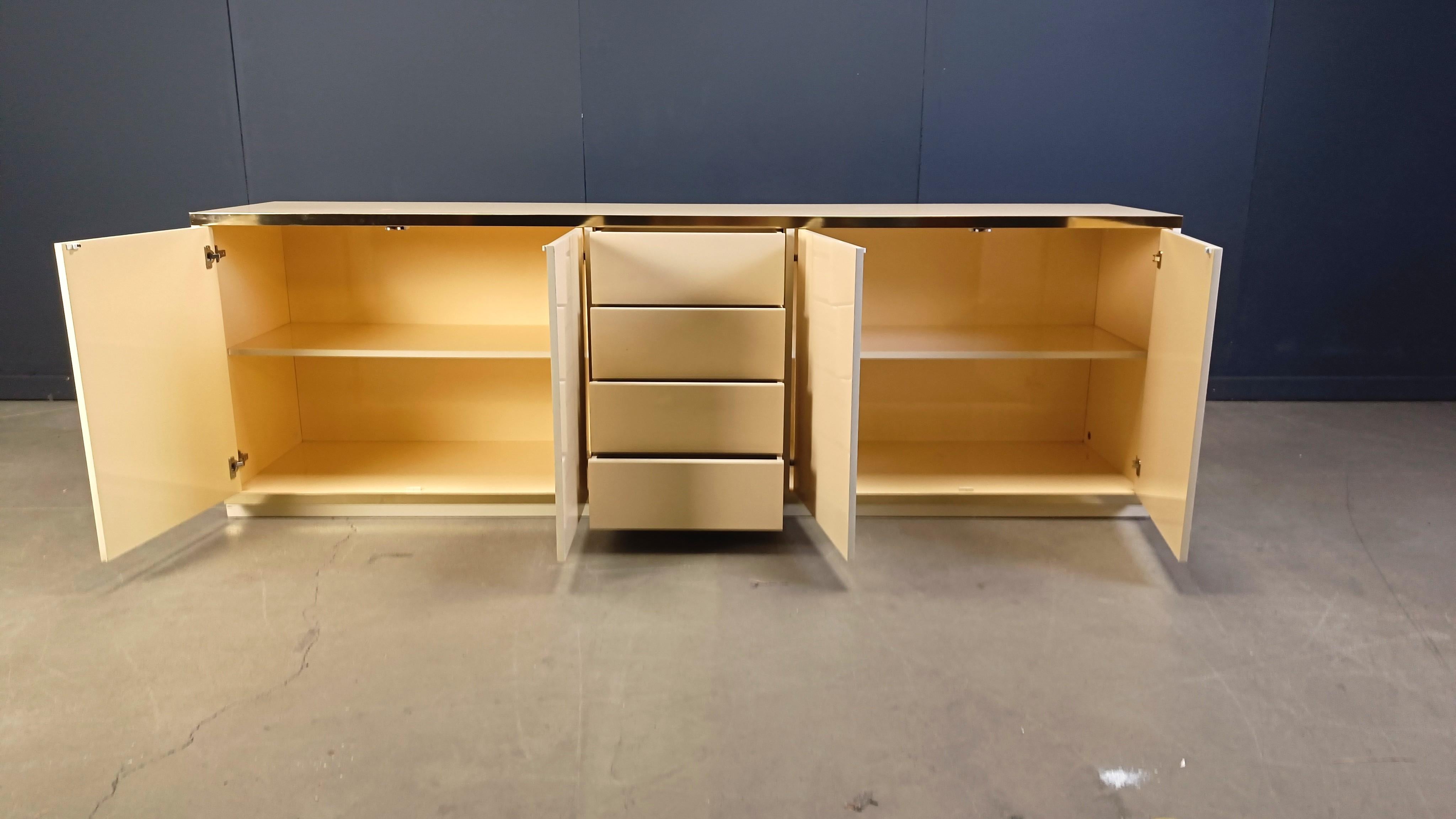 French Vintage lacquered credenza, 1980s For Sale