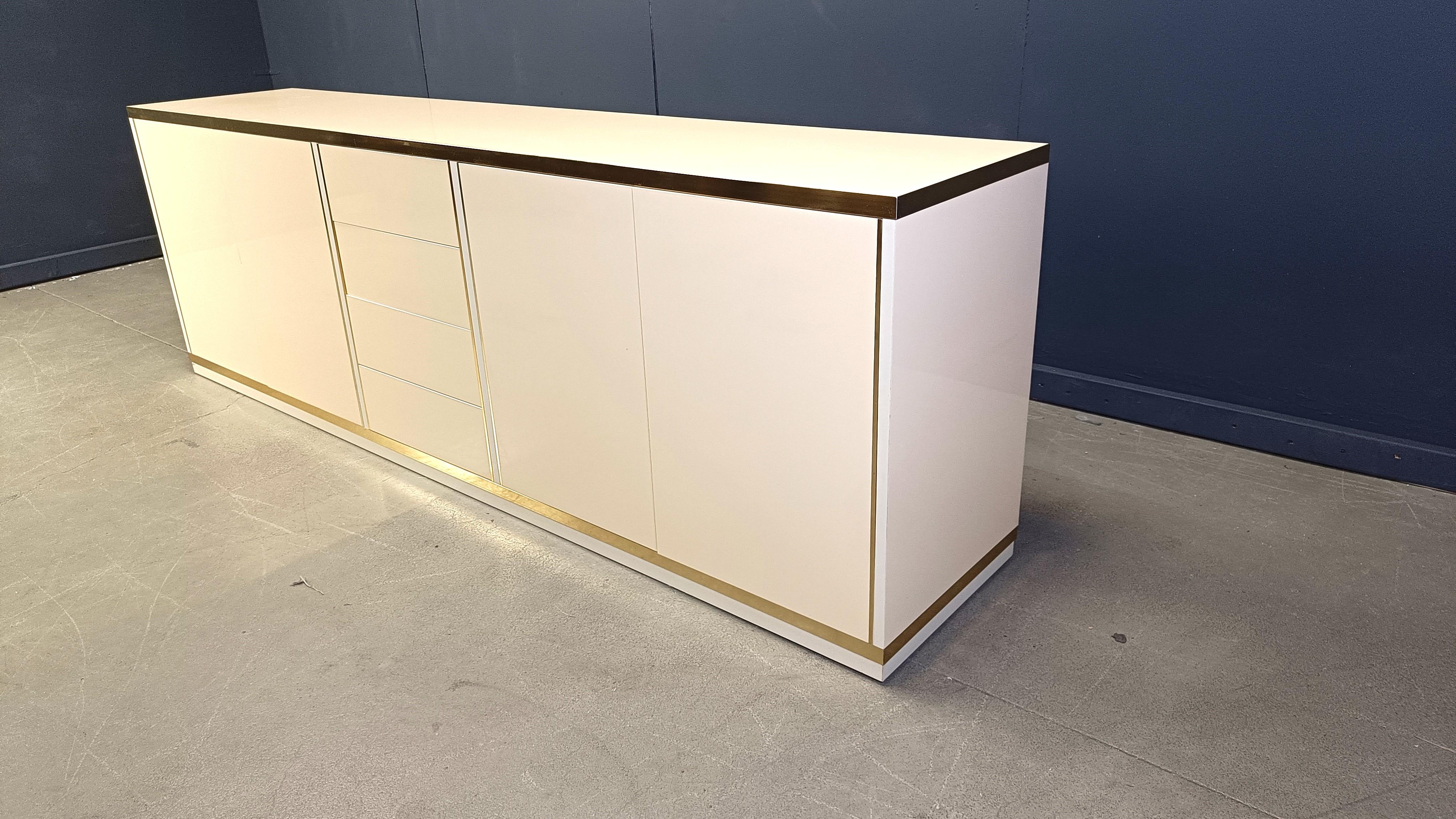 Brass Vintage lacquered credenza, 1980s For Sale