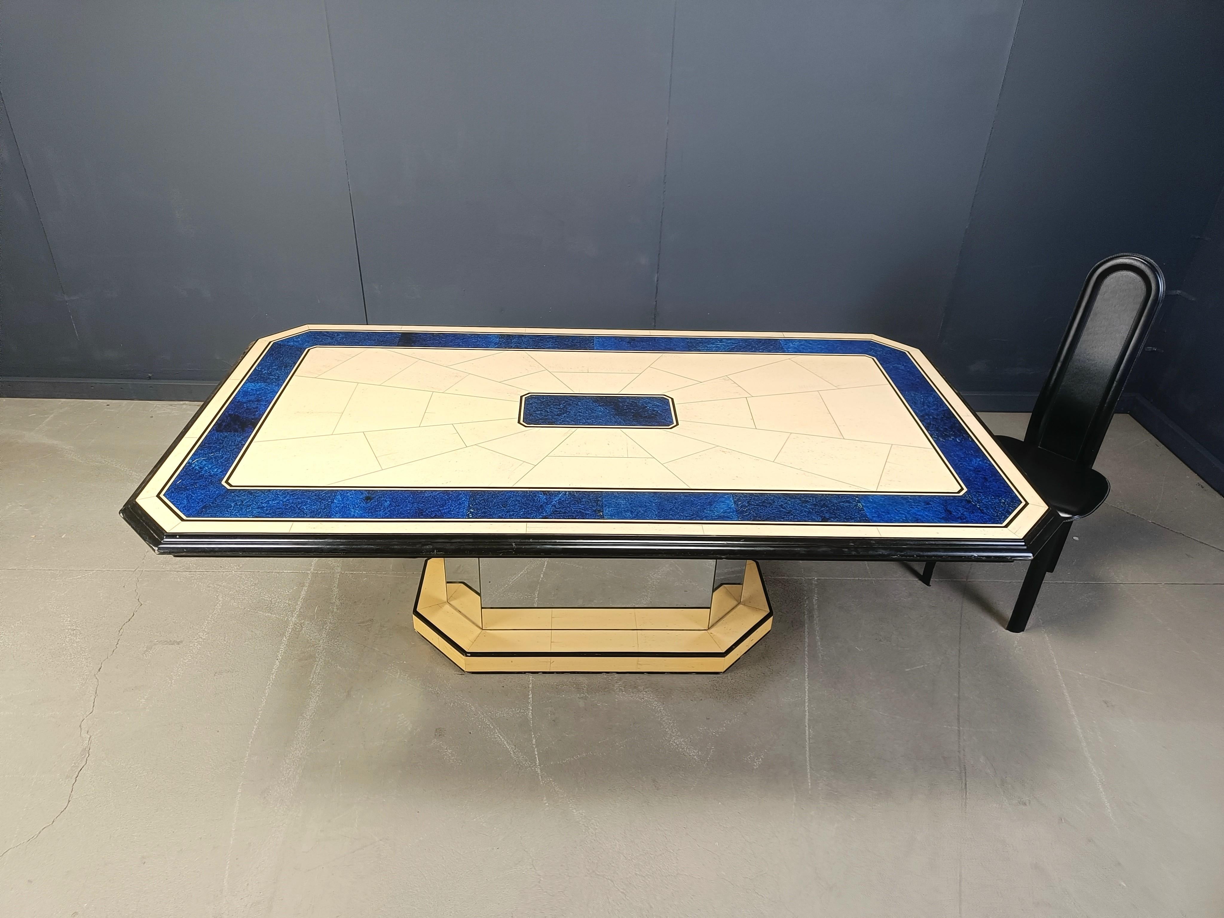Hollywood Regency Table de salle à manger laquée vintage, années 1970 en vente