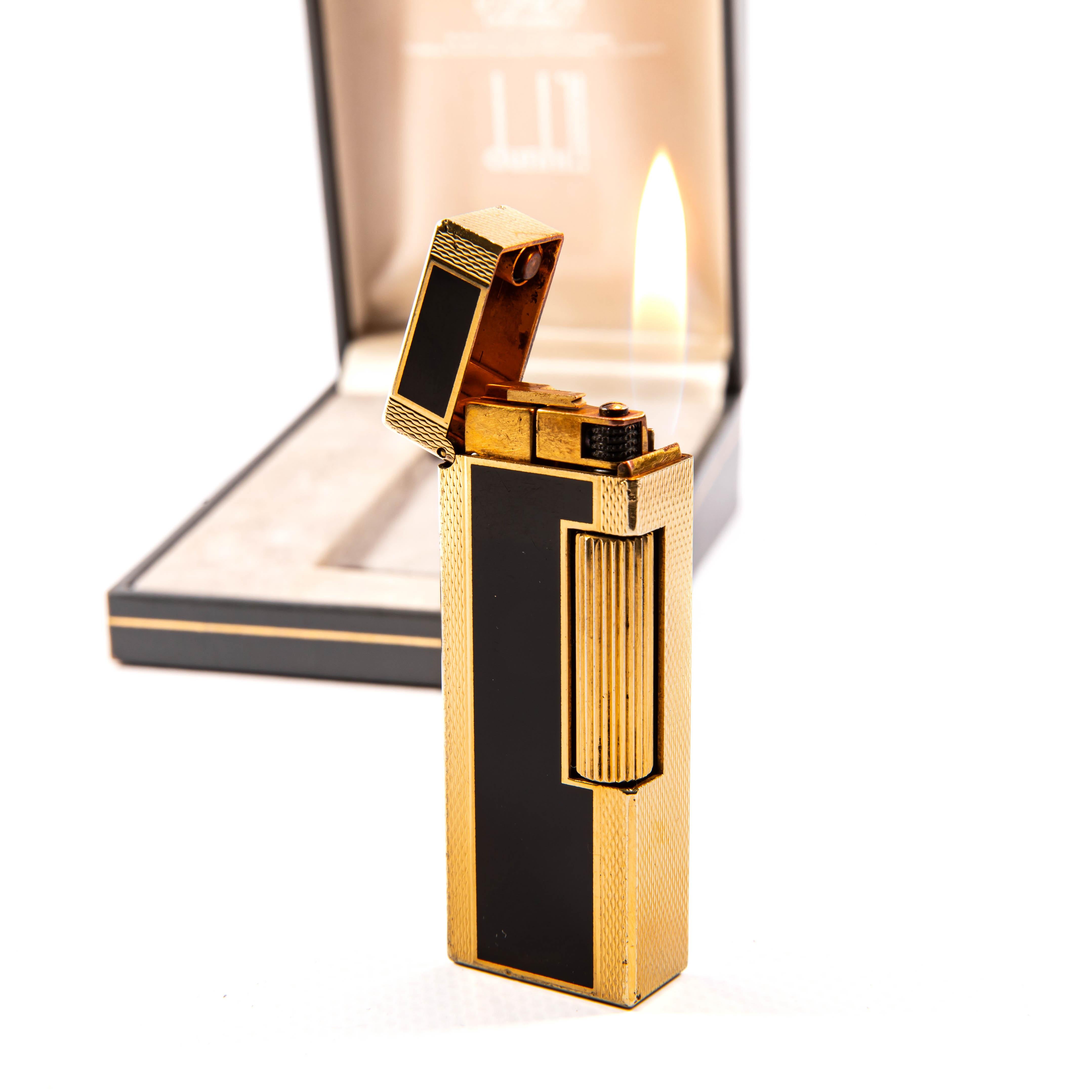 Vintage DUNHILL Rollagas Lights Panneau noir laqué dans sa boîte 1980 en vente 3