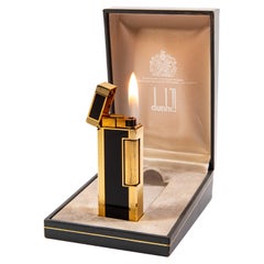 Lackierte DUNHILL Rollagas Leuchte im Vintage-Stil, schwarz lackiert, in Karton, 1980er Jahre