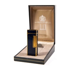 Vintage Lacquered DUNHILL Rollagas Lighter Lapis Lazuli Lacquered in Box 1970s