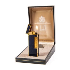 Vintage Lacquered DUNHILL Rollagas Lighter Lapis Lazuli Lacquered in Box 1970s