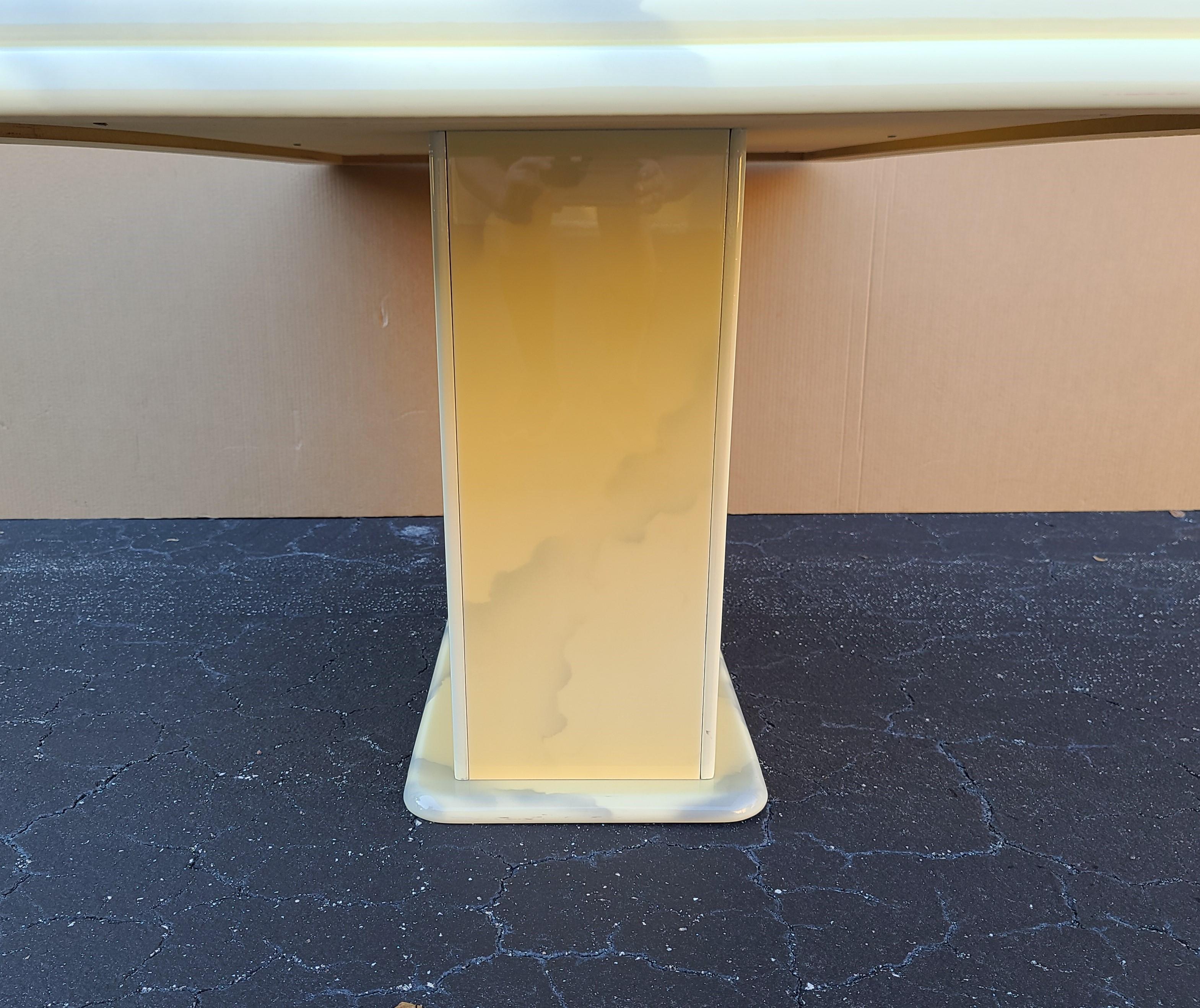Vintage Lacquered Faux Goatskin Pedestal Dining Table For Sale 5