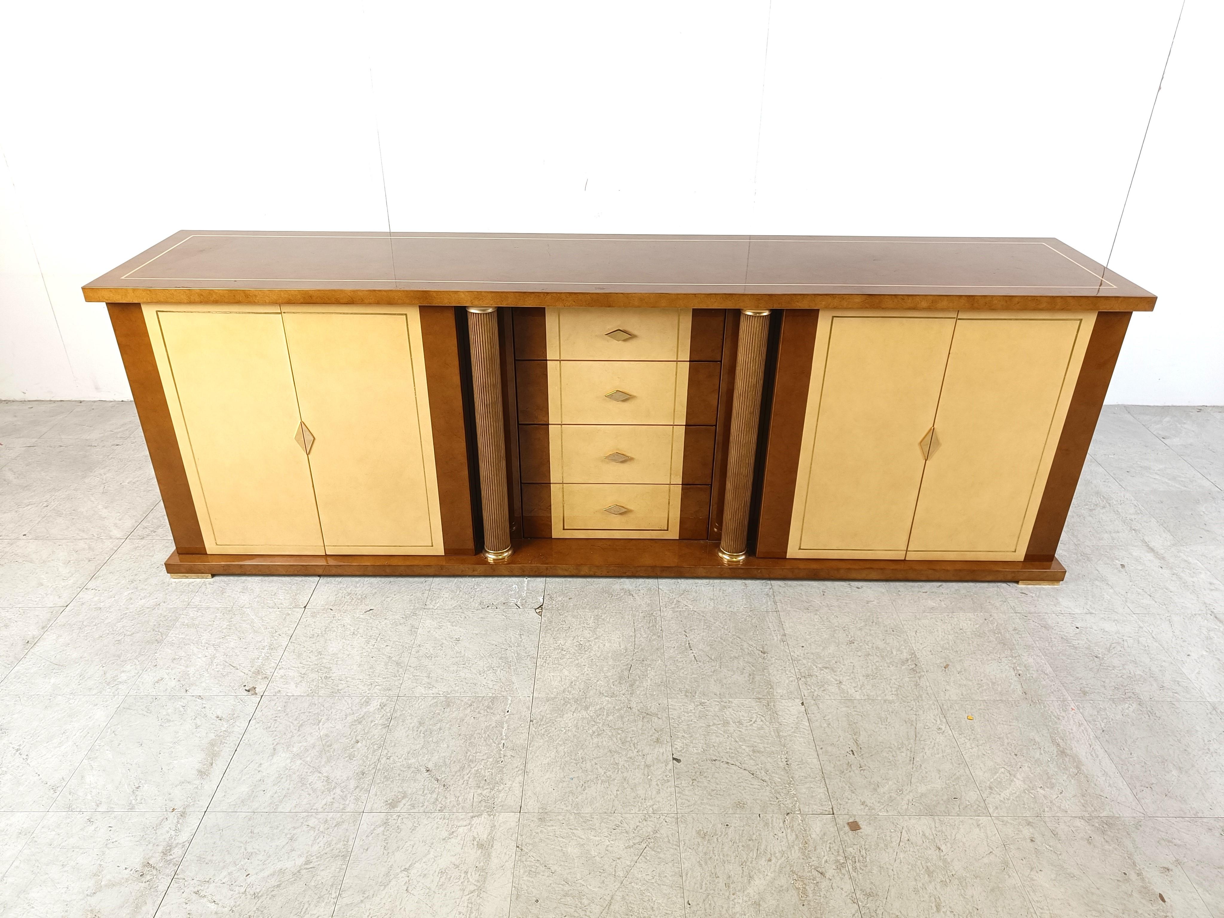 Italian Vintage lacquered goatskin credenza, 1970s For Sale