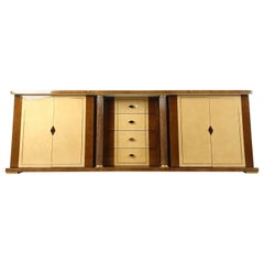 Credenza in pelle di capra laccata vintage, anni '70