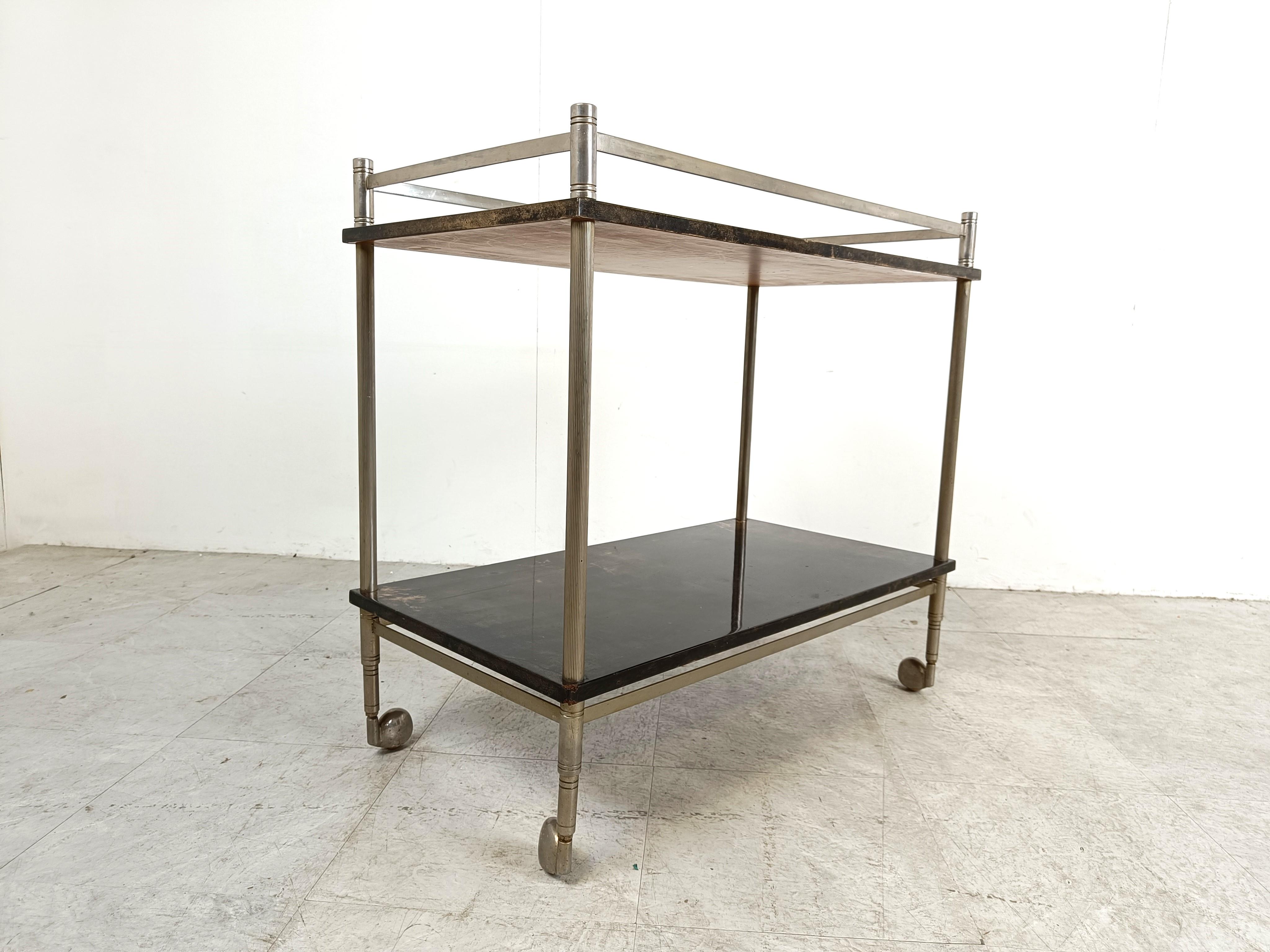 Mid-20th Century Vintage lacquered goatskin trolley by Aldo Tura, 1960s 