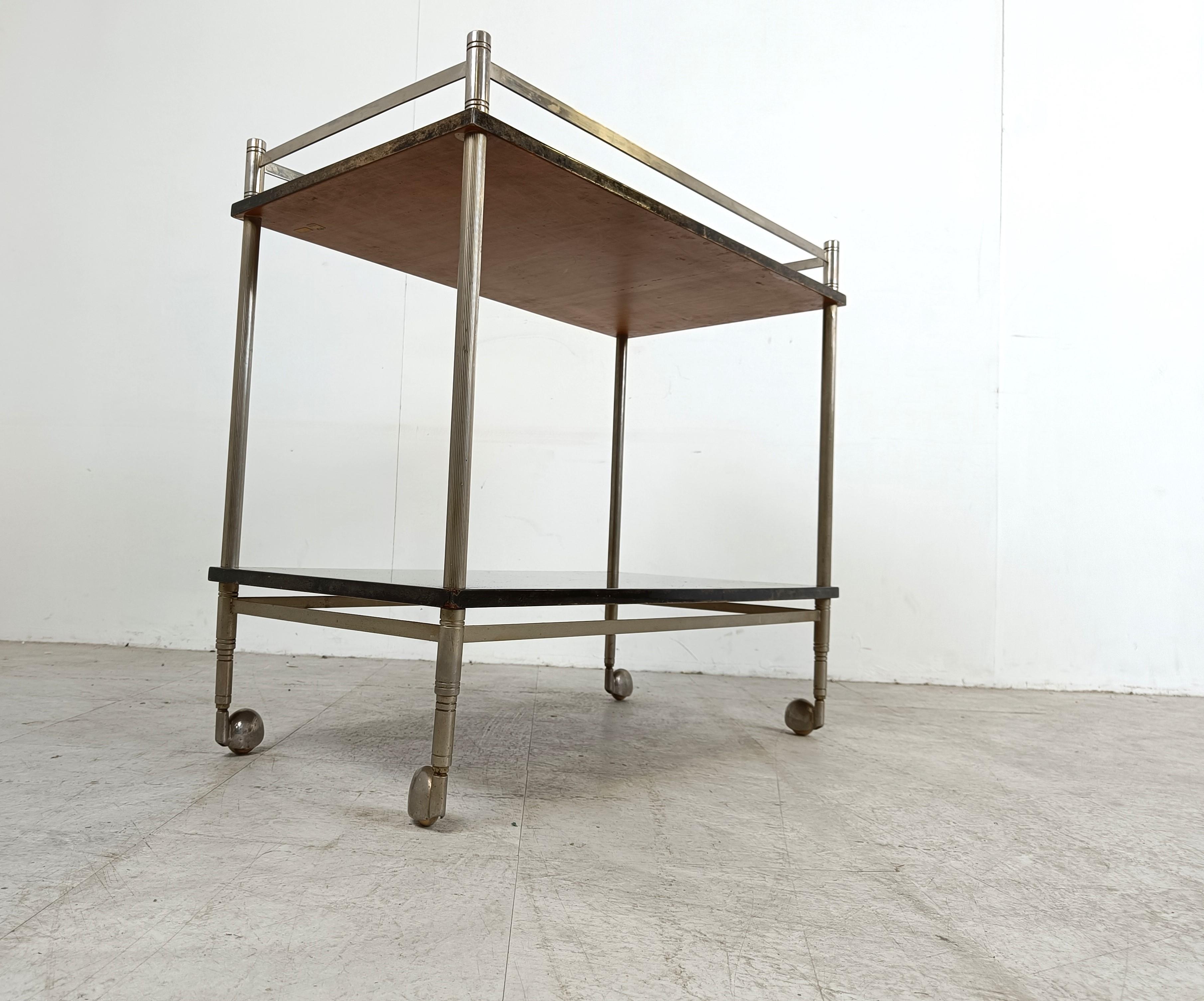 Metal Vintage lacquered goatskin trolley by Aldo Tura, 1960s 