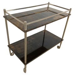 Vintage lacquered goatskin trolley by Aldo Tura, 1960s 