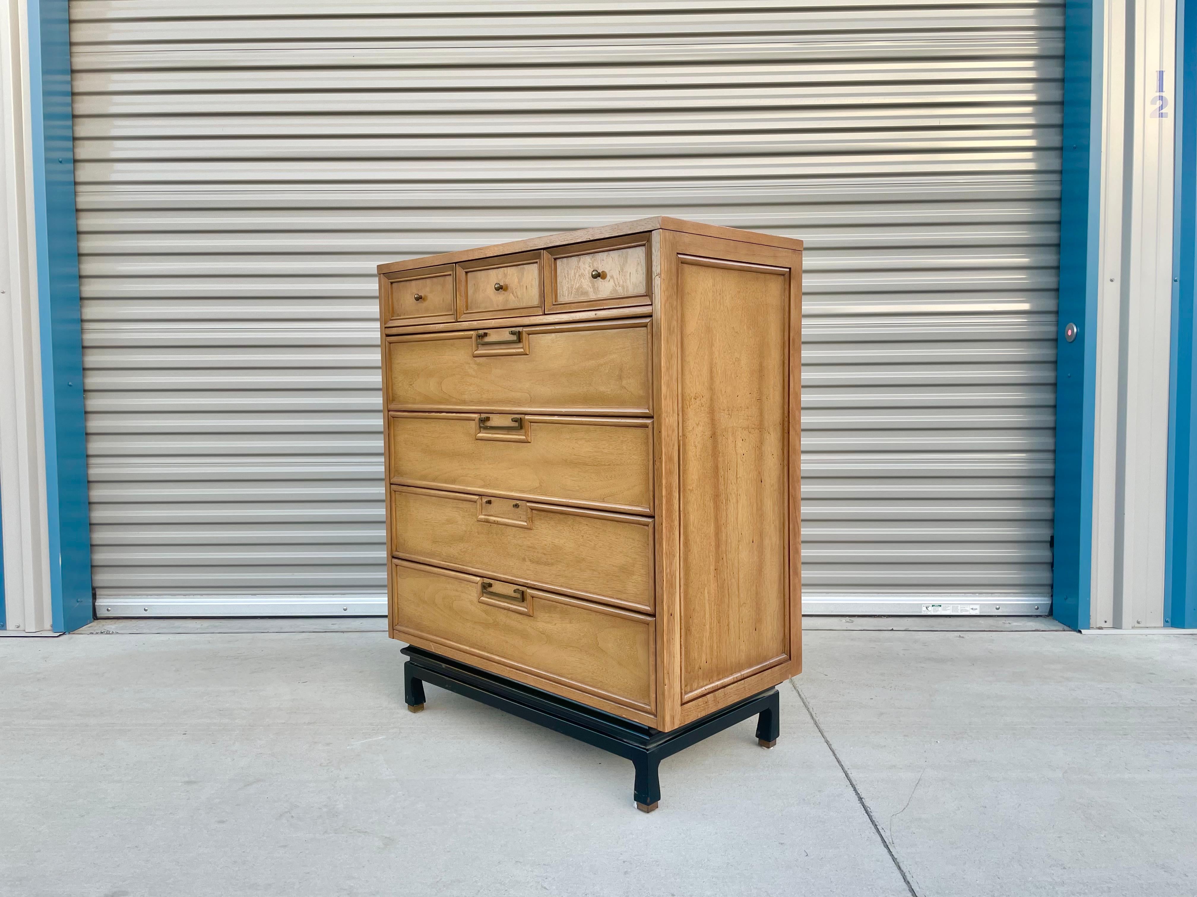 Vintage Lacquered Highboy by American of Martinsville In Good Condition For Sale In North Hollywood, CA
