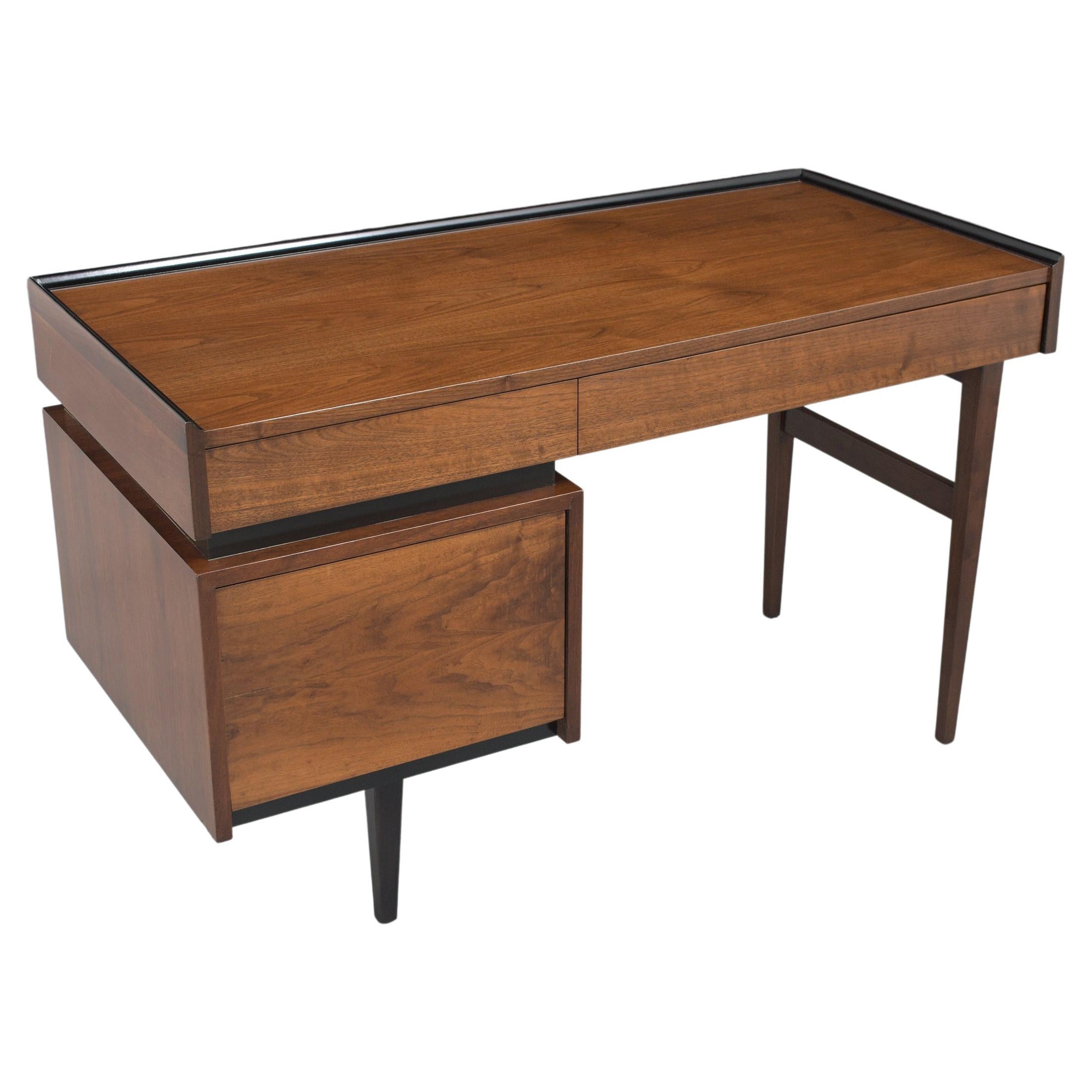 Mid Century Modern Brushed Metal Tanker Desk By Steelcase w/ Chair at 1stDibs