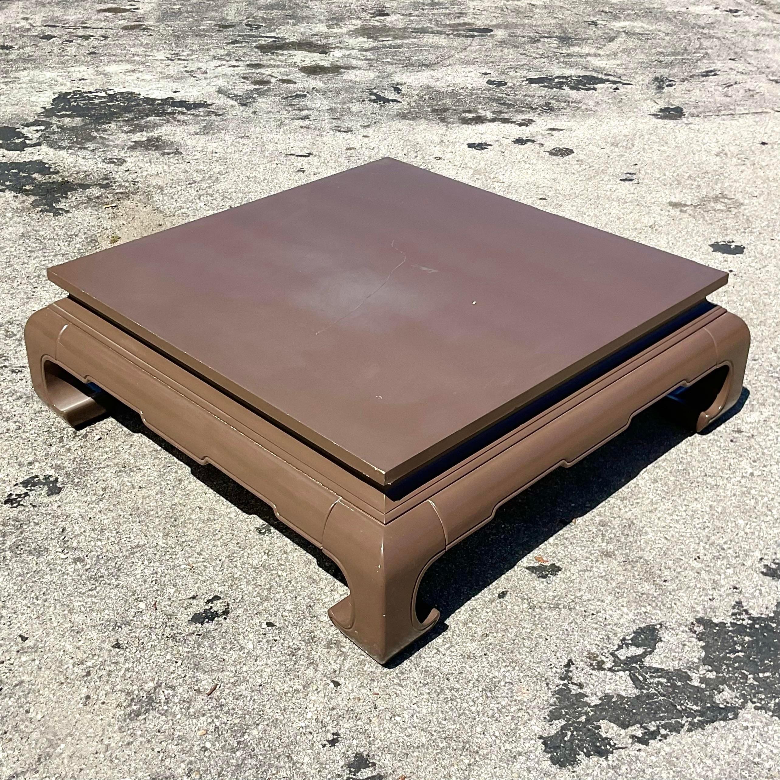 A beautifully crafted vintage coffee table. The classic Ming shape with lots of surface space for your treasures. Acquired at a Palm Beach estate.