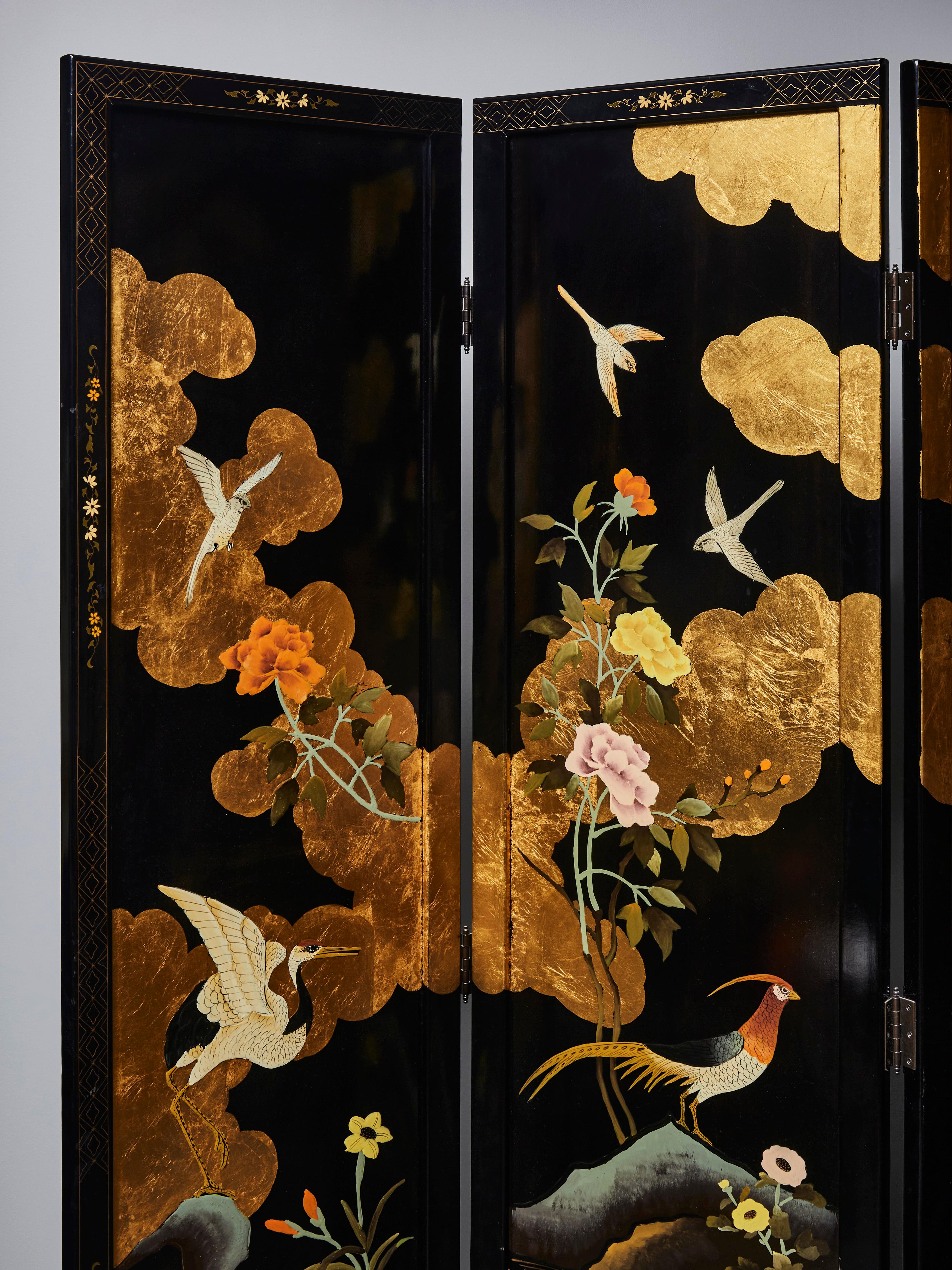 Chinoiserie Vintage Lacquered Screen