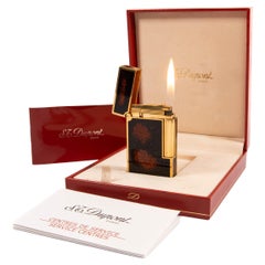 Vintage Lacquered S.T. DUPONT Ligne 2 Regular Lighter Gold Dust in Box 1990s