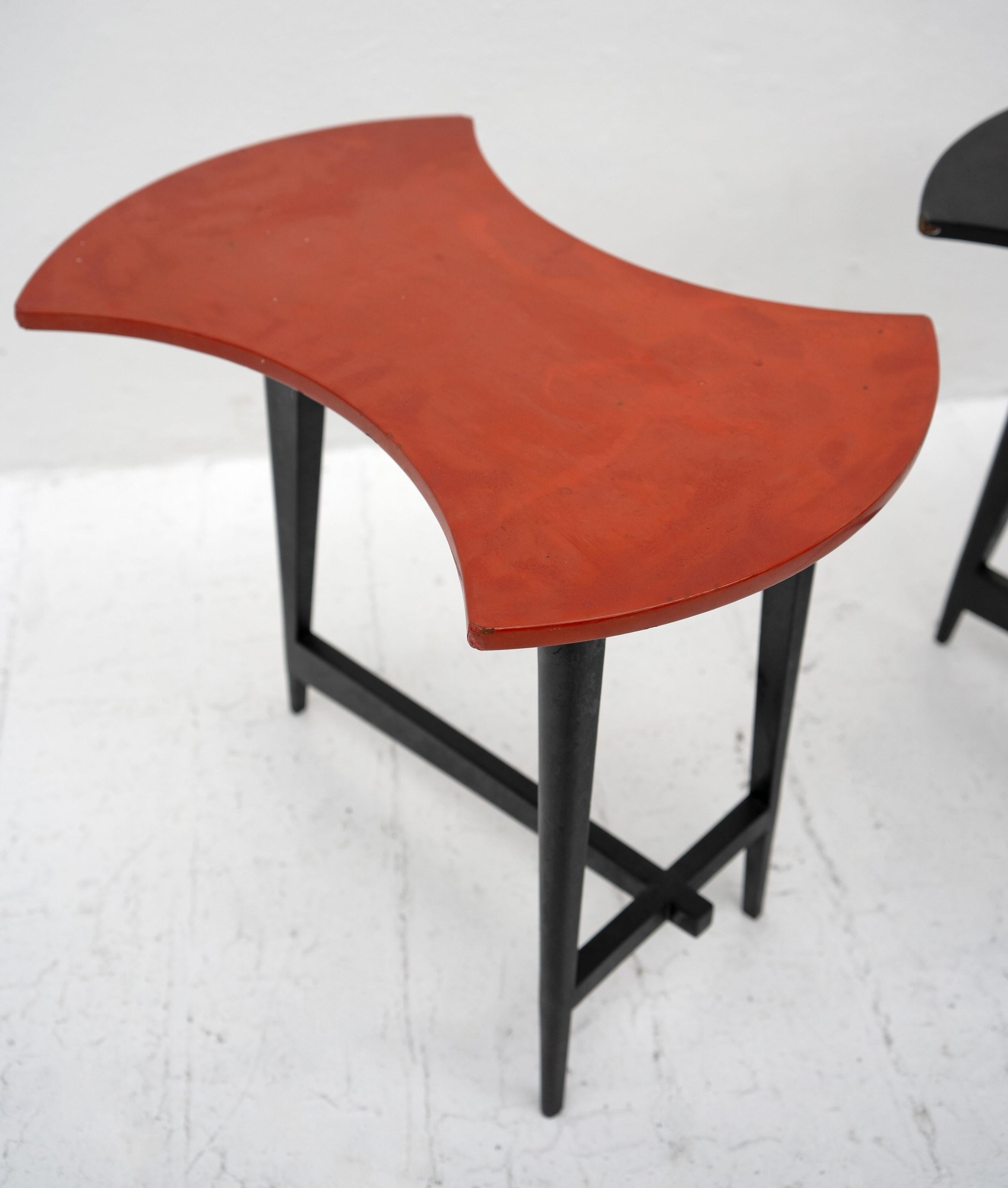 Mid-Century Modern Vintage Lacquered Stools / Side-Tables by Thanh Ley (1919-2003) For Sale