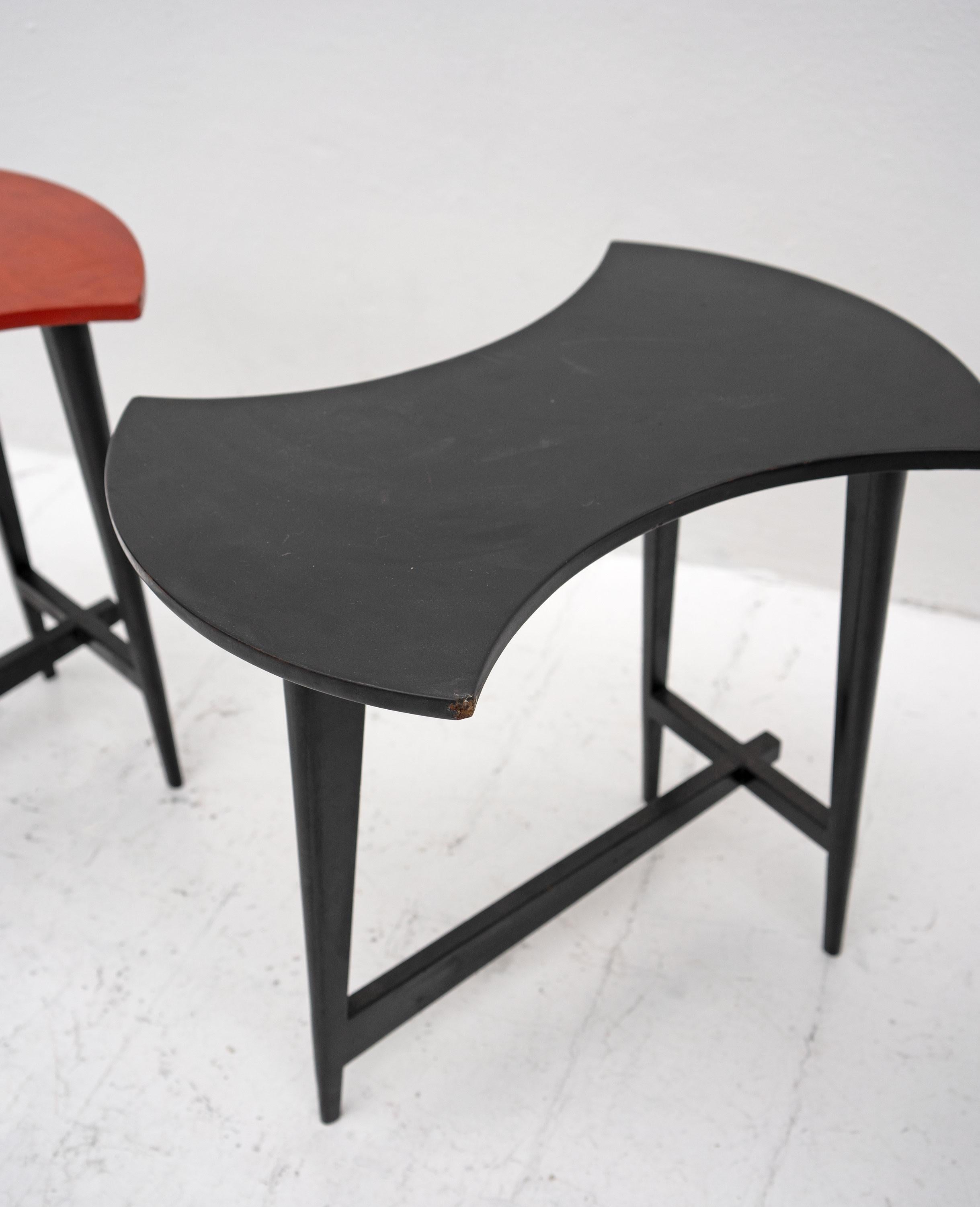 Wood Vintage Lacquered Stools / Side-Tables by Thanh Ley (1919-2003) For Sale