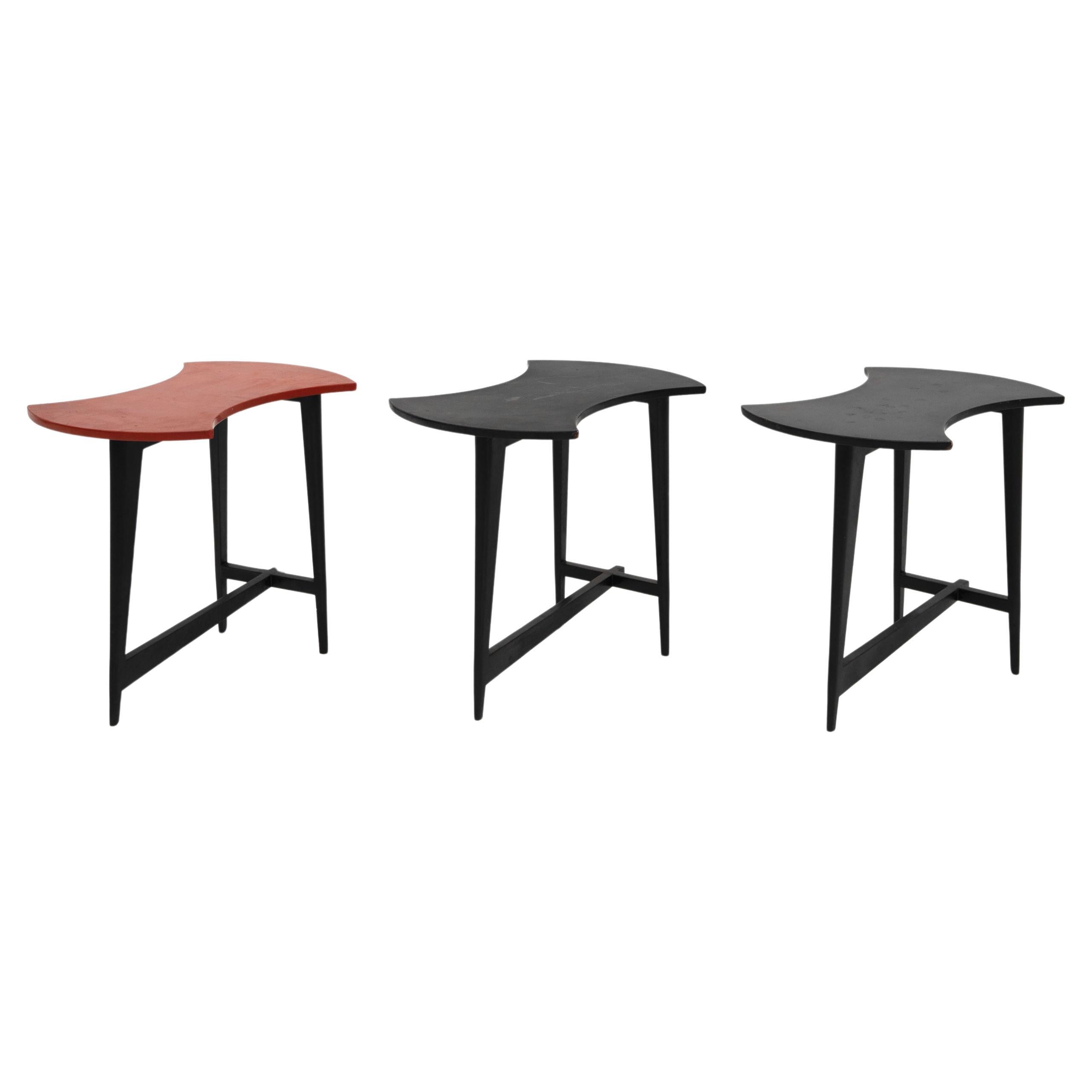 Vintage Lacquered Stools / Side-Tables by Thanh Ley (1919-2003) For Sale