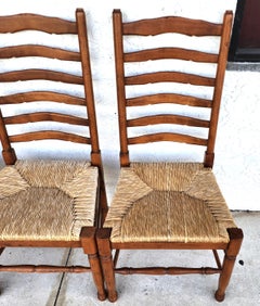 Vintage Ladder Back Rush Seat Dining Chairs Set of 8