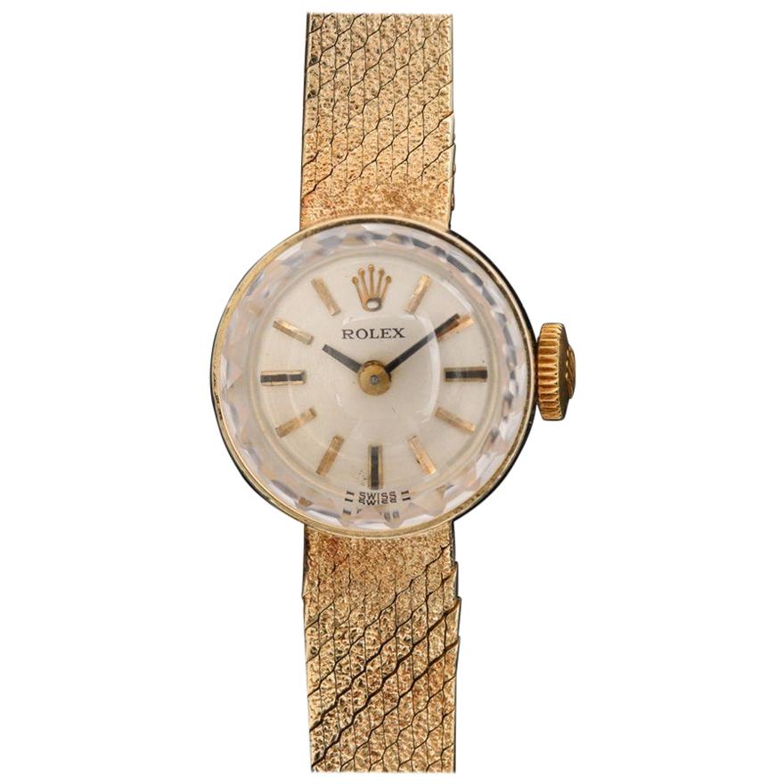 Vintage Ladies 14 Karat Yellow Gold Rolex Cocktail Wristwatch with Original Box