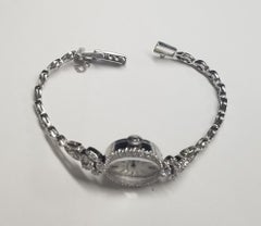 Vintage Ladies 14k White Gold "Omega" Manual Cocktail Watch w/ .85pts Diamonds