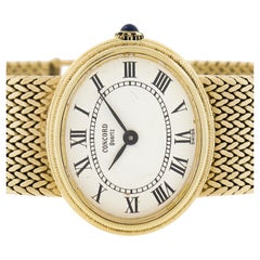 Vintage Ladies 14k Yellow Gold Concord 25mm Oval Shape Watch Mesh Braided Link B
