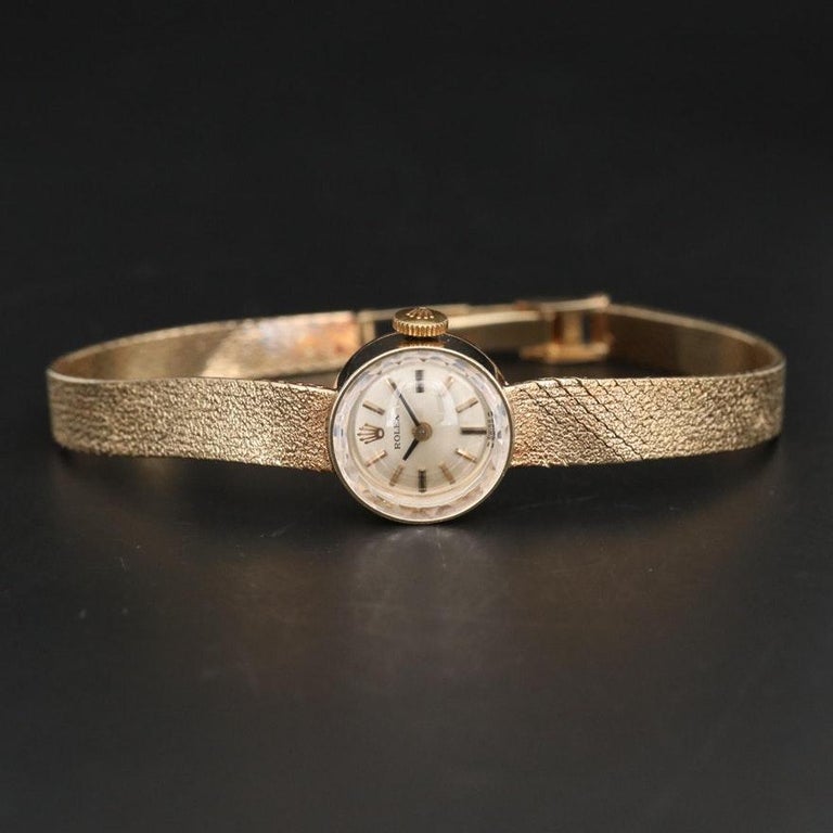 Vintage Ladies 14 Karat Yellow Gold Rolex Cocktail Wristwatch With Original Box For Sale At 1stdibs