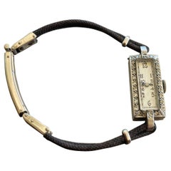 Platin-Armbanduhr, Damenuhr mit Juwelenwerk 17