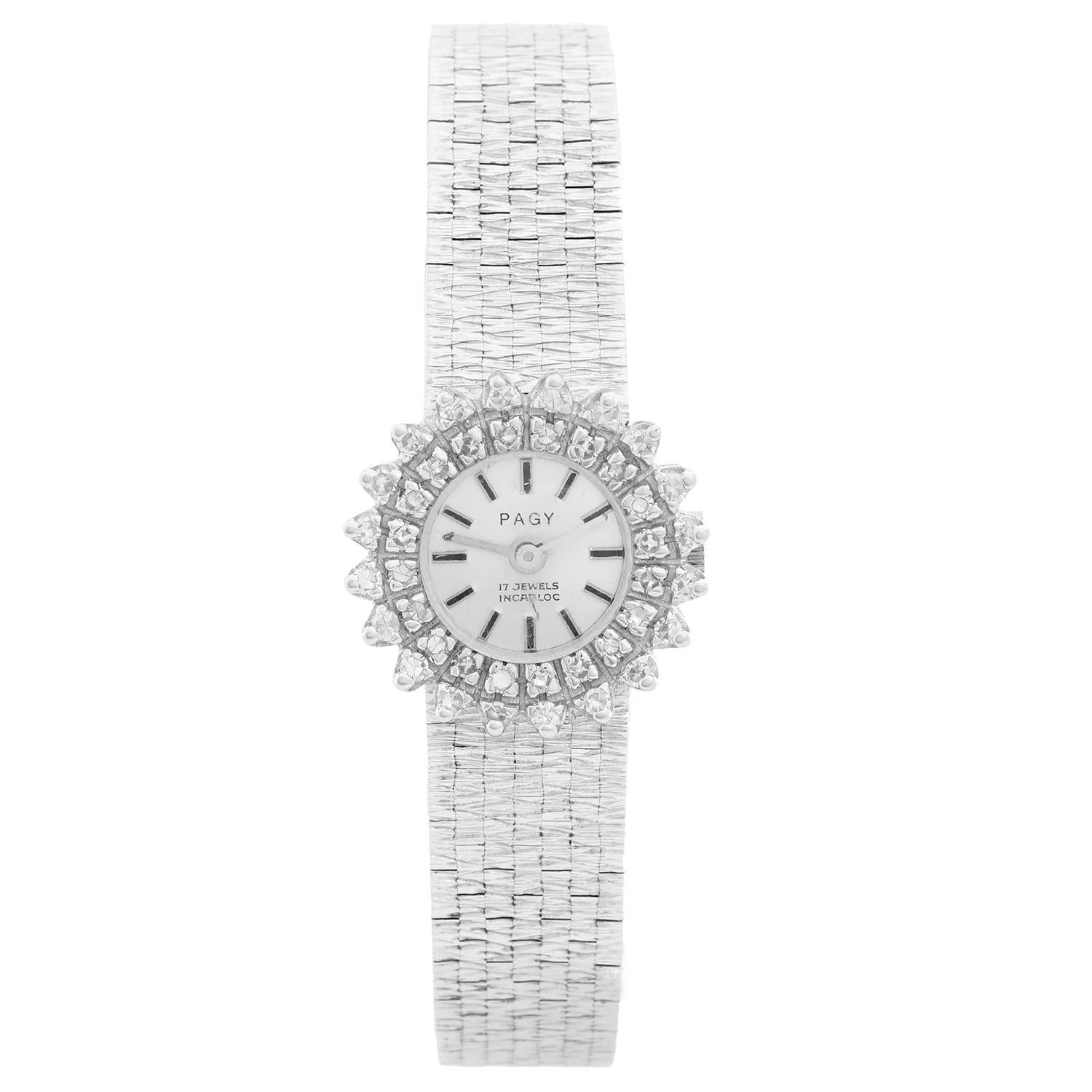Vintage Ladies 18 Karat White Gold and Diamond Pagy Watch