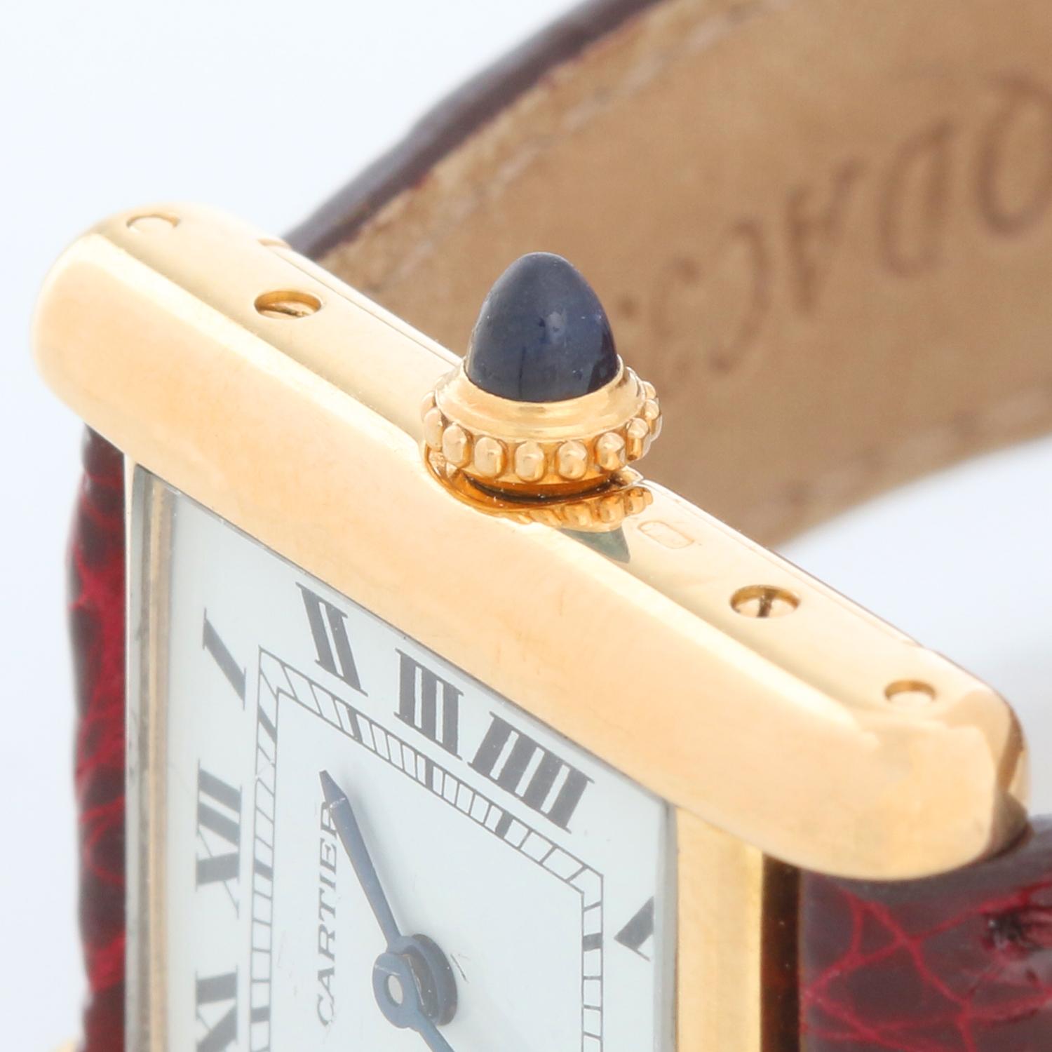 Vintage Ladies 18k Gold Cartier Tank Watch In Excellent Condition For Sale In Dallas, TX