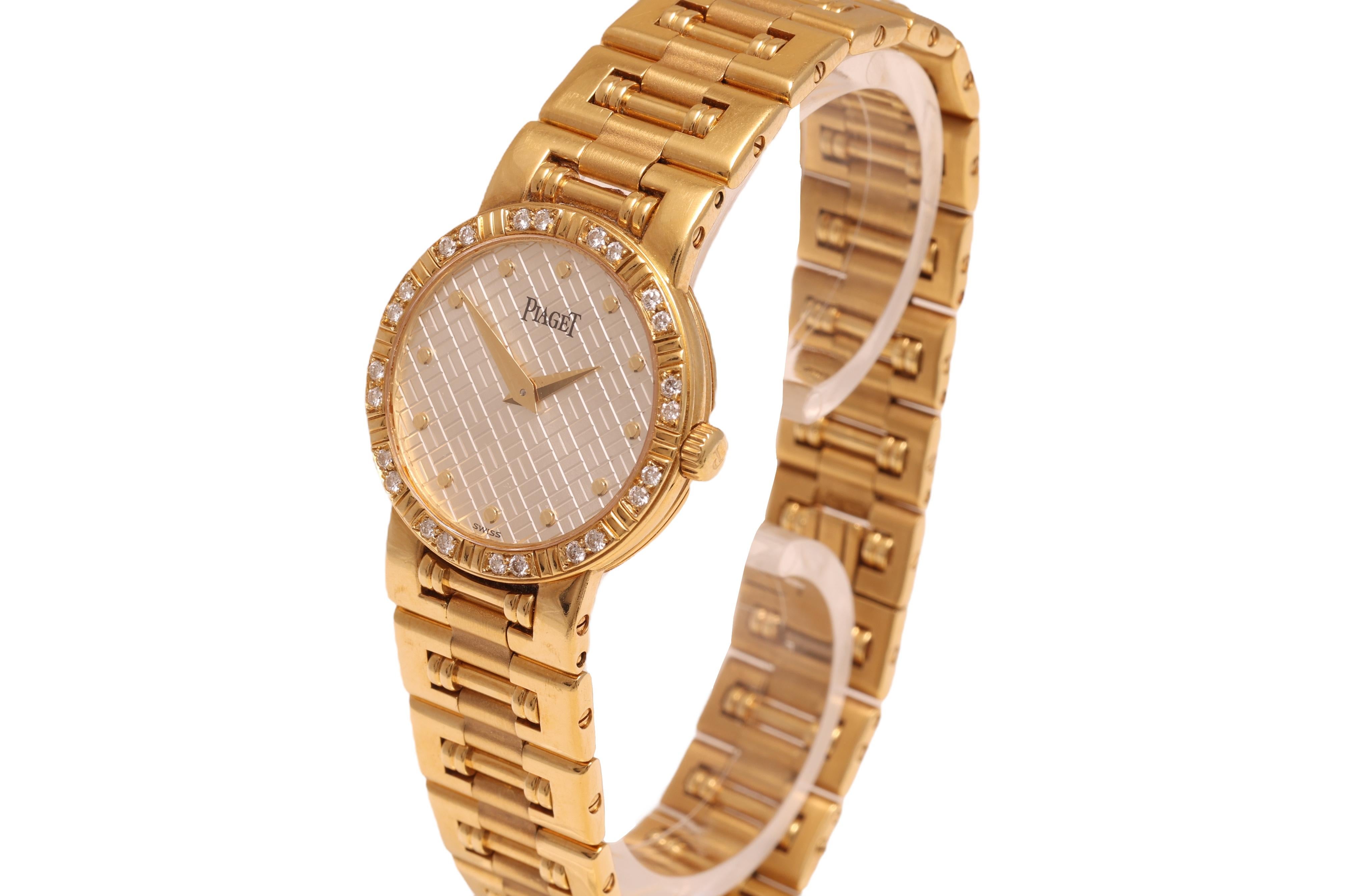 Vintage Damen 18kt Gold Piaget Dancer Diamanten Armbanduhr, Quarz , Diam 23 mm (Brillantschliff) im Angebot