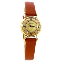 Vintage Ladies 18kt Yellow Gold Jaeger Le Coultre Back Winder Wrist Watch Rare