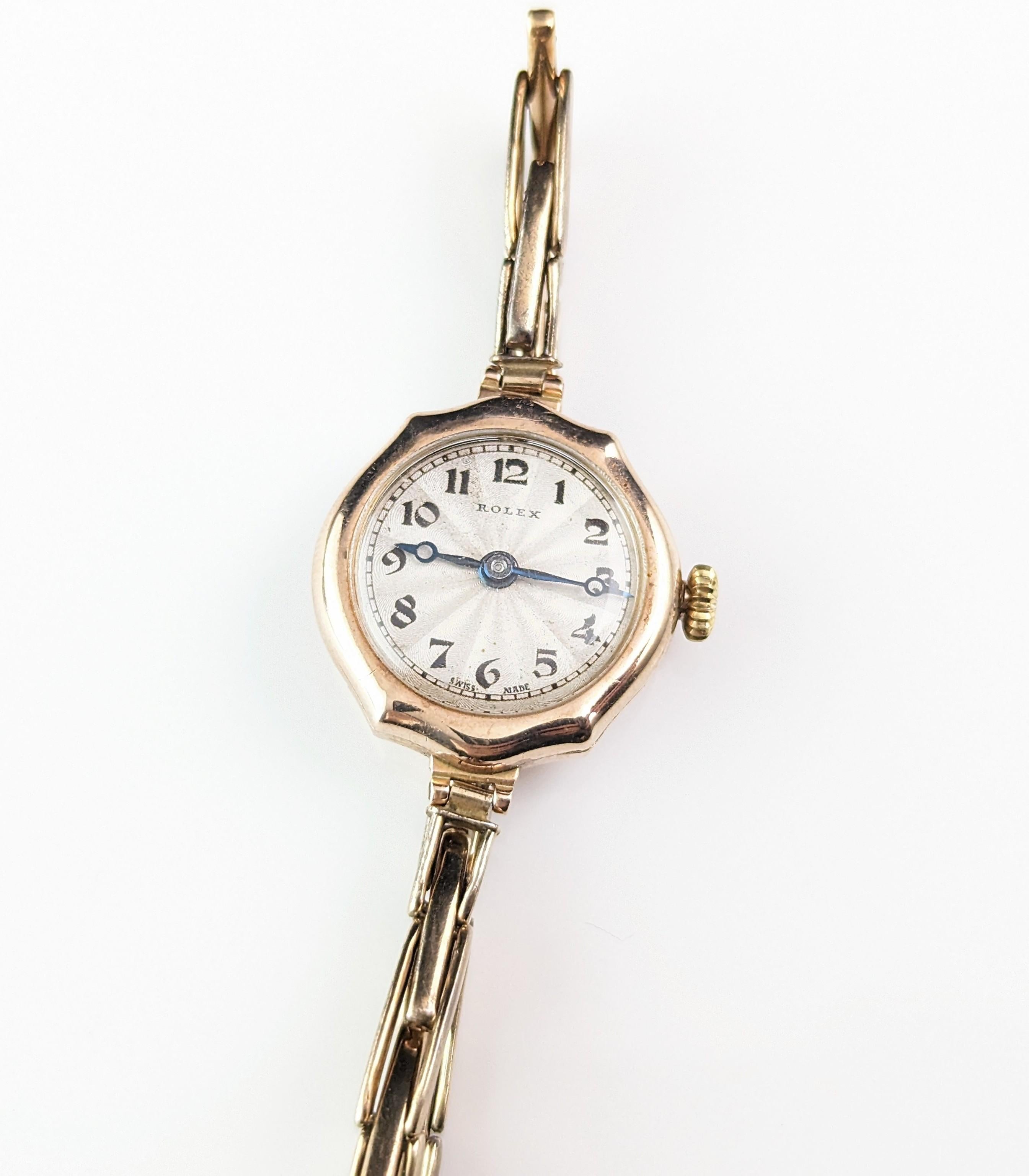 Montre-bracelet Rolex vintage pour femme en or 9 carats, style Art déco  4