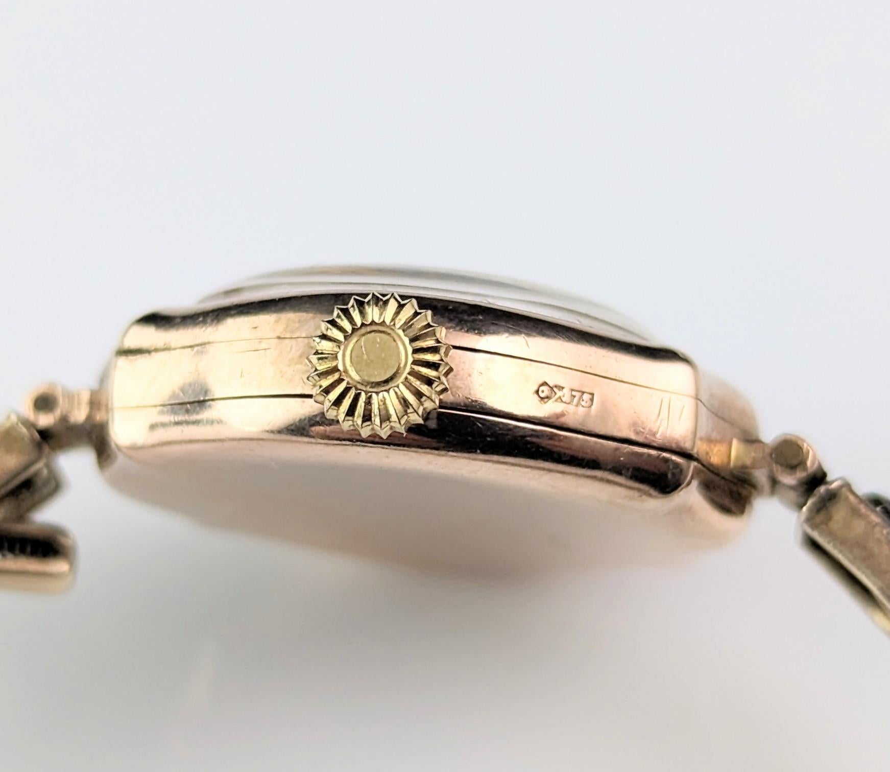 Montre-bracelet Rolex vintage pour femme en or 9 carats, style Art déco  6