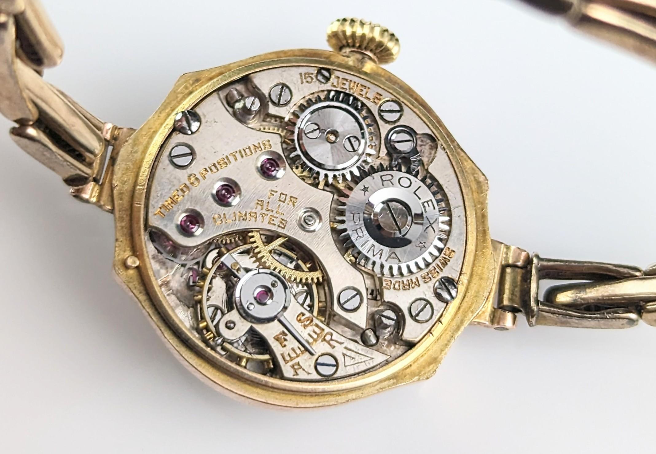 Montre-bracelet Rolex vintage pour femme en or 9 carats, style Art déco  7