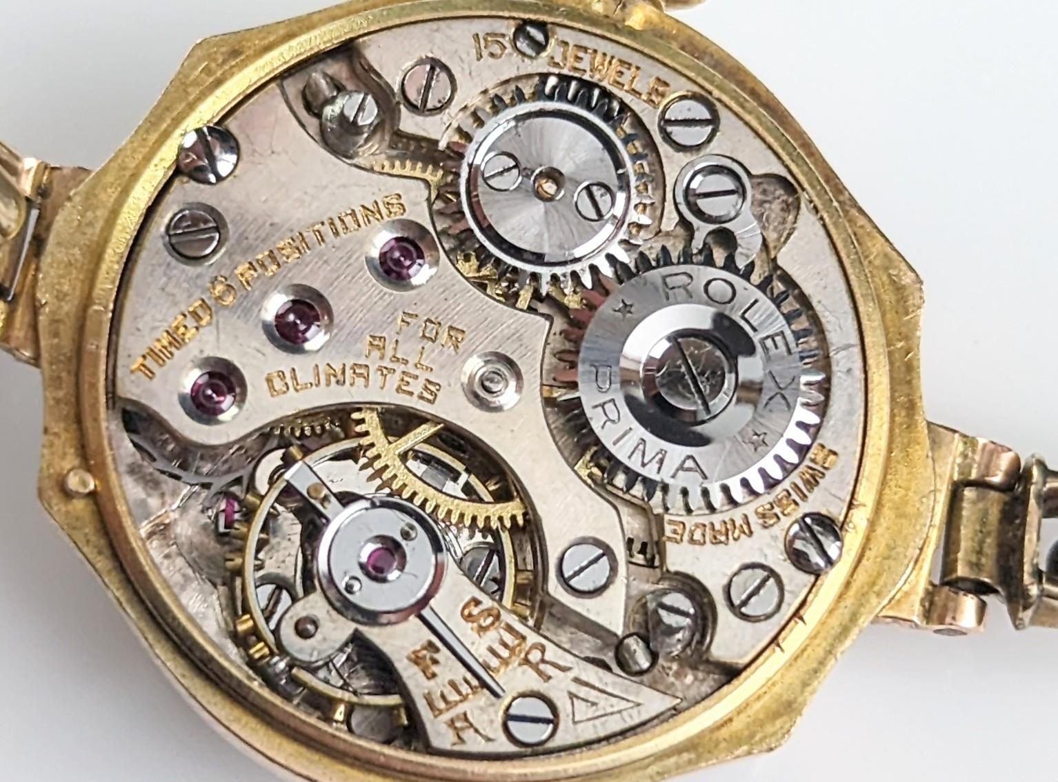 Montre-bracelet Rolex vintage pour femme en or 9 carats, style Art déco  8