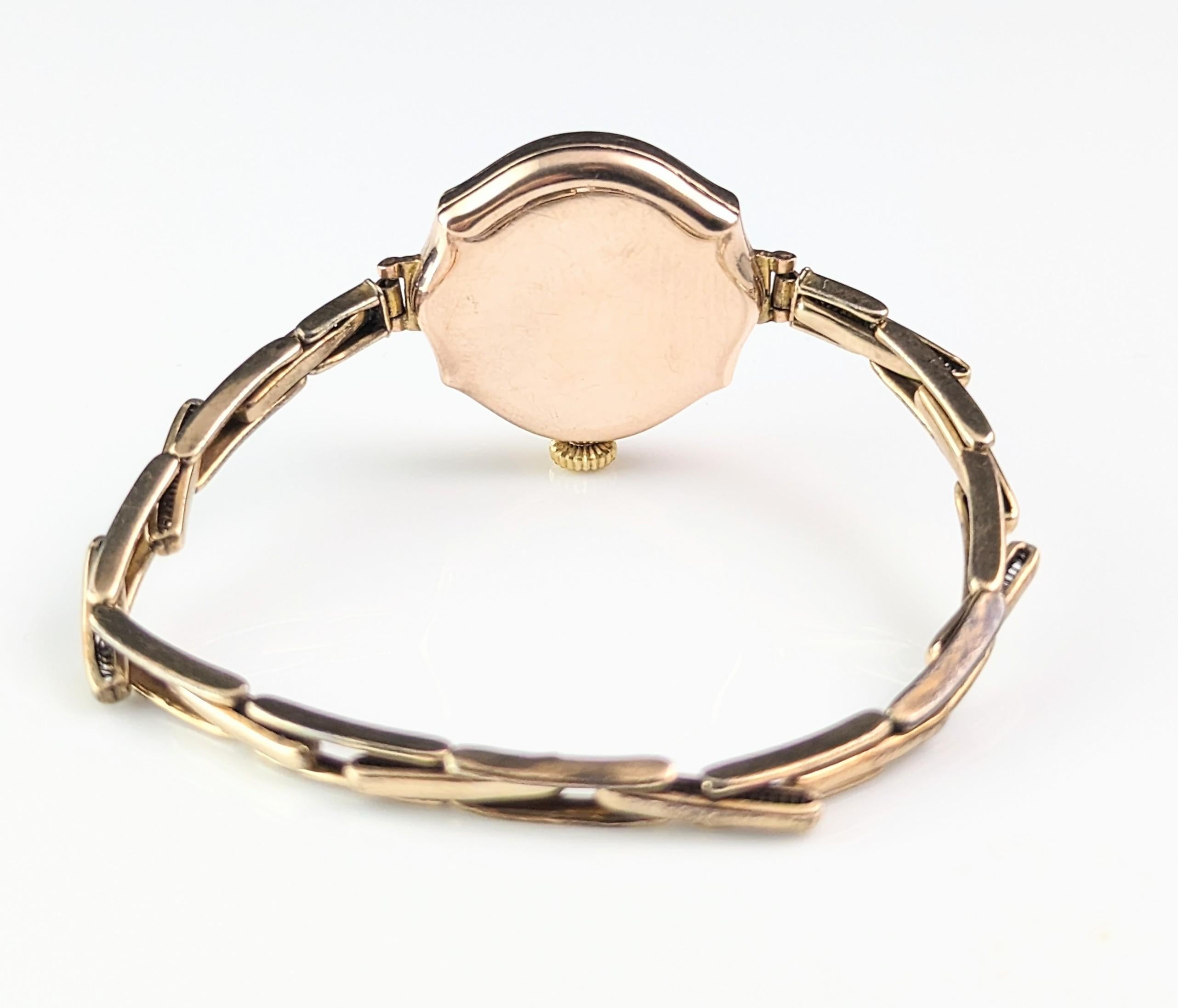 Montre-bracelet Rolex vintage pour femme en or 9 carats, style Art déco  11