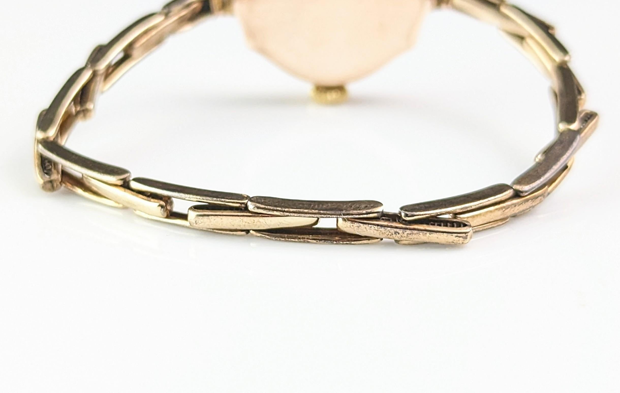 Montre-bracelet Rolex vintage pour femme en or 9 carats, style Art déco  12