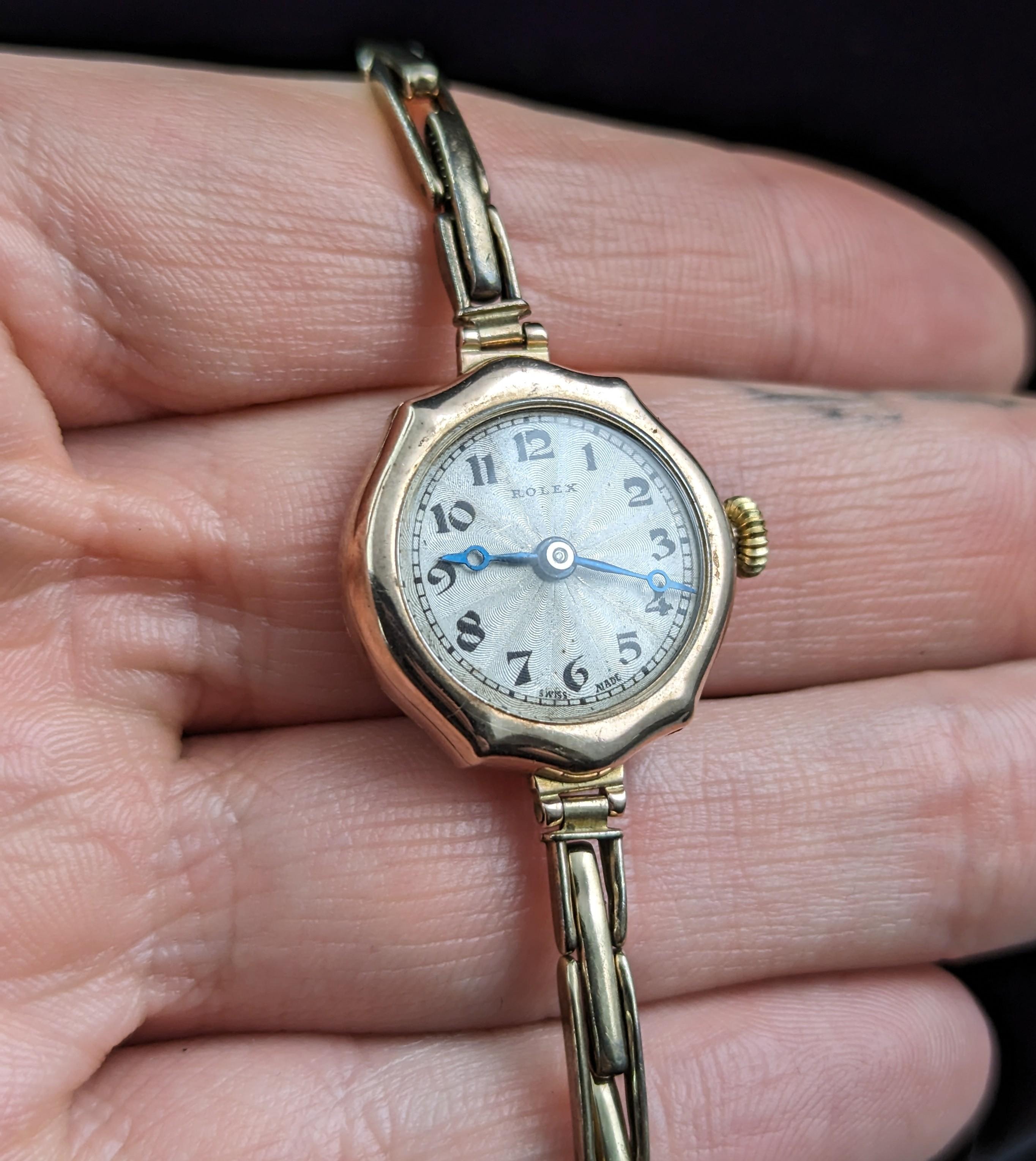 Montre-bracelet Rolex vintage pour femme en or 9 carats, style Art déco  Pour femmes 