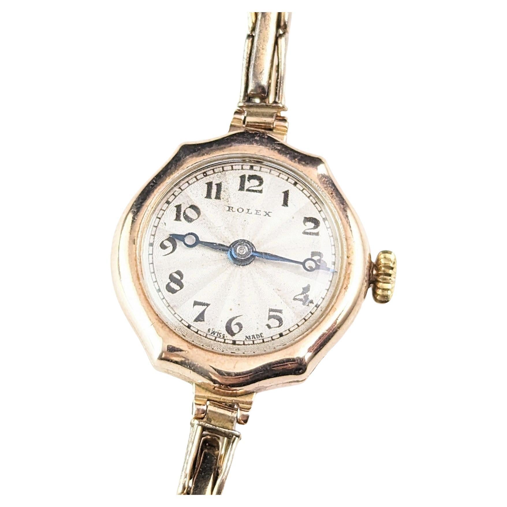 Vintage Ladies 9k gold Rolex wristwatch, Art Deco 