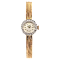 Chopard Montre vintage en or rose/rose 18 carats avec diamants et bracelet en maille en or massif pour femmes