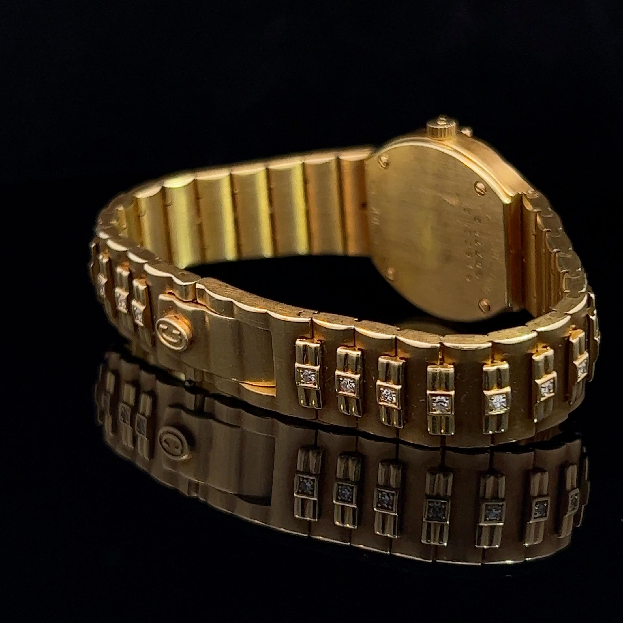 Women's or Men's Vintage Ladies Corcord 18k Yellow Gold & Diamond Set Watch Circa 1980s