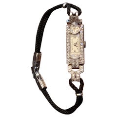 Vintage Ladies Diamond Platinum 17 Jewel Swiss Wrist Watch
